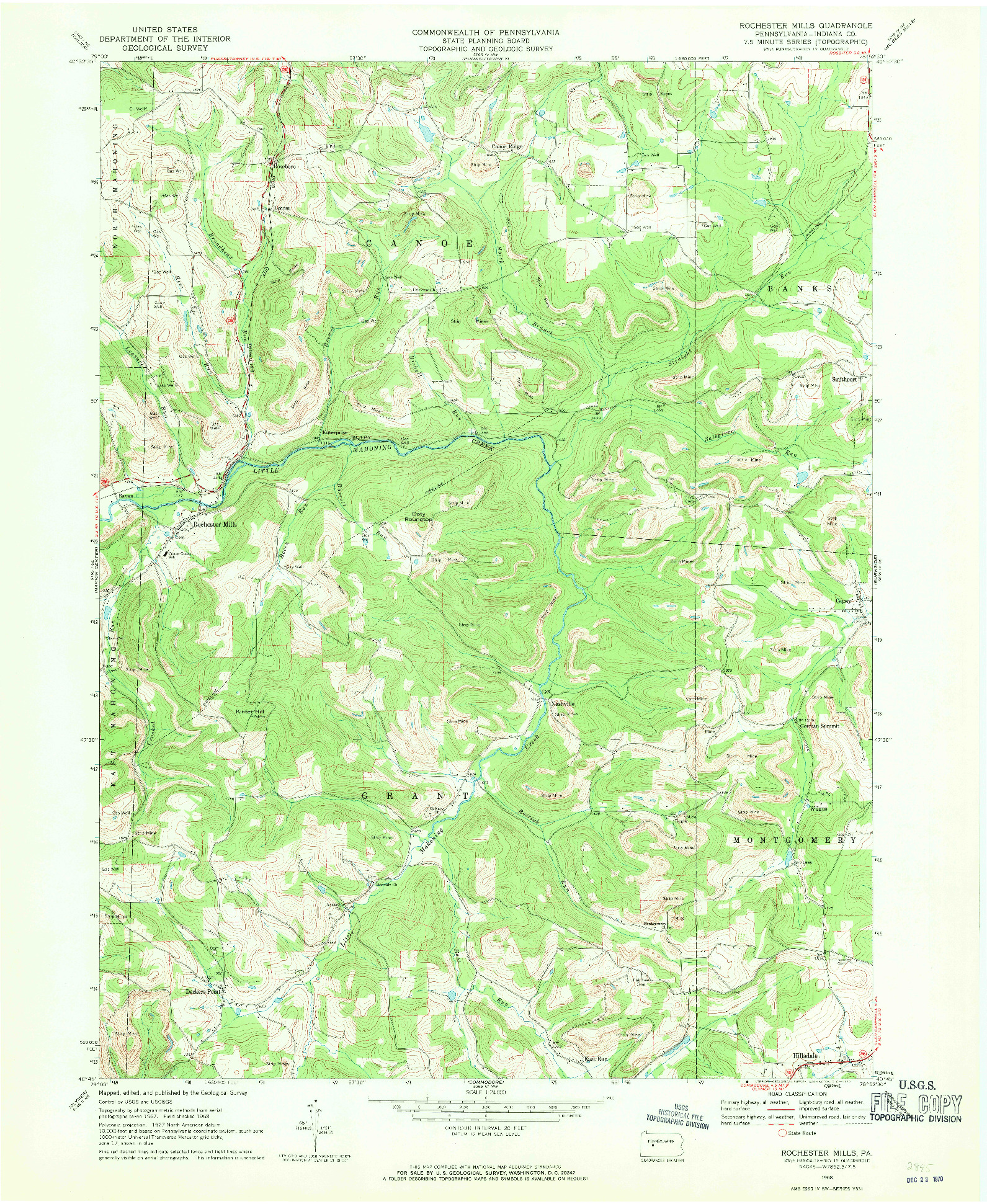 USGS 1:24000-SCALE QUADRANGLE FOR ROCHESTER MILLS, PA 1968