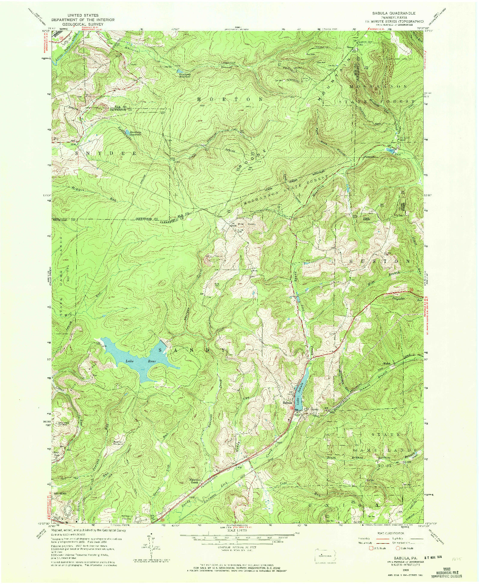 USGS 1:24000-SCALE QUADRANGLE FOR SABULA, PA 1959