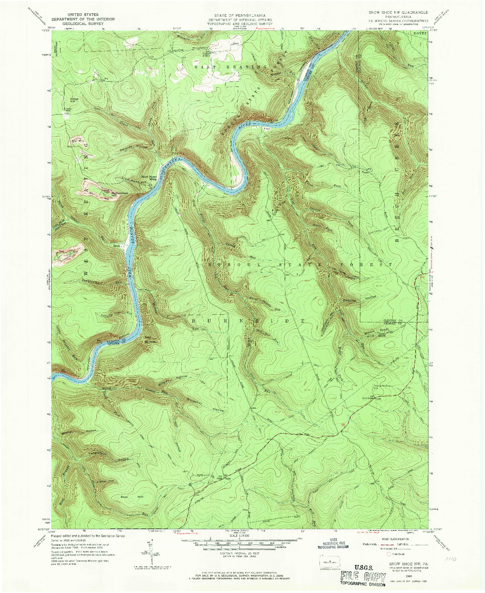 USGS 1:24000-SCALE QUADRANGLE FOR SNOW SHOE NW, PA 1960