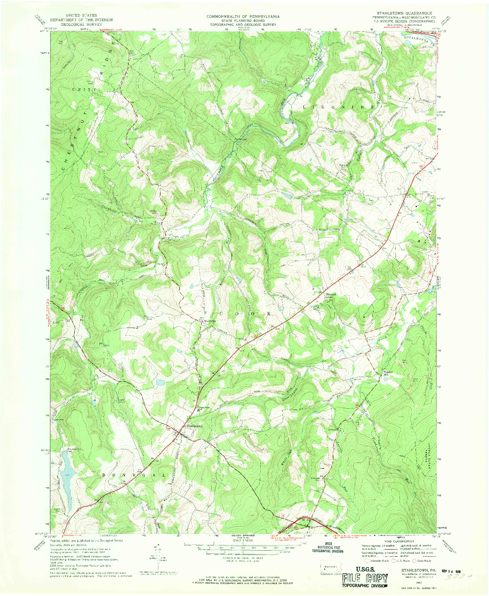 USGS 1:24000-SCALE QUADRANGLE FOR STAHLSTOWN, PA 1967