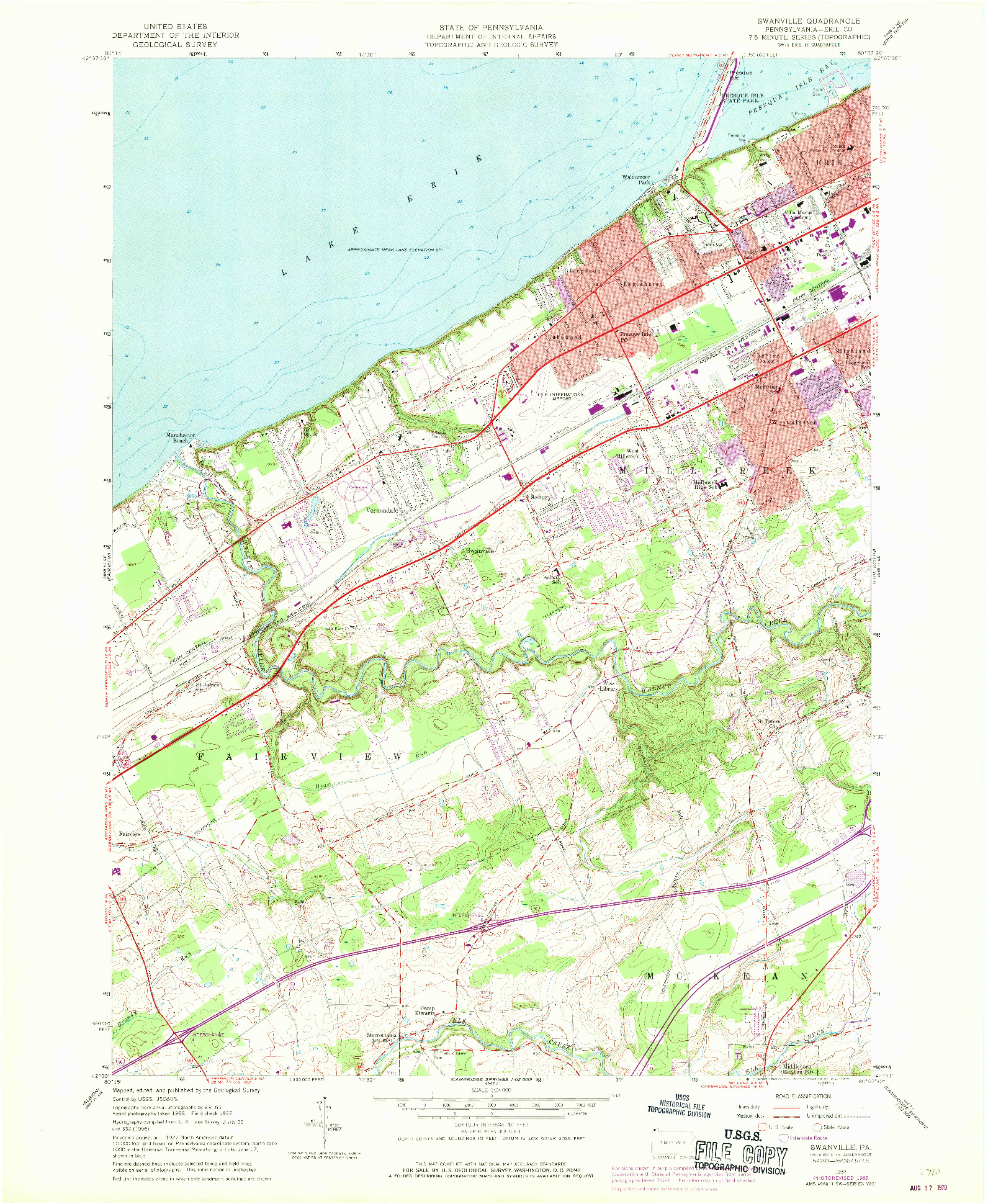 USGS 1:24000-SCALE QUADRANGLE FOR SWANVILLE, PA 1957