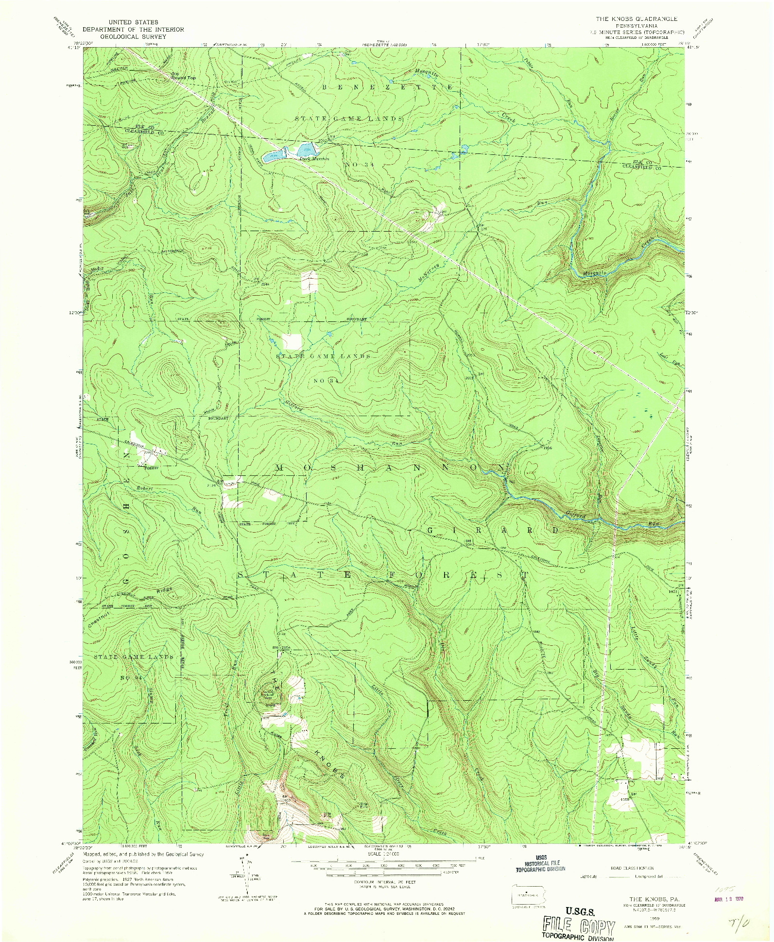 USGS 1:24000-SCALE QUADRANGLE FOR THE KNOBS, PA 1959