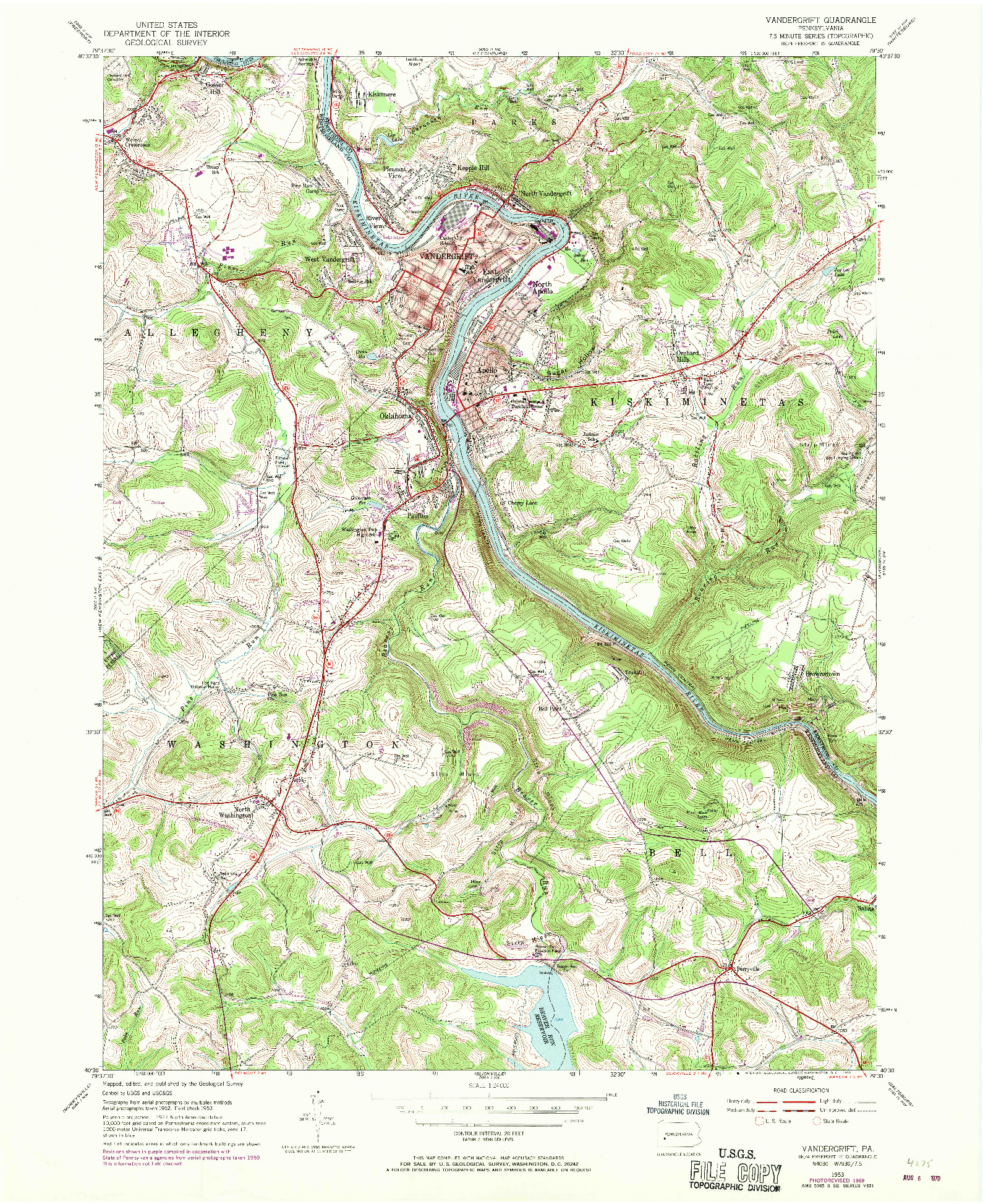 USGS 1:24000-SCALE QUADRANGLE FOR VANDERGRIFT, PA 1953