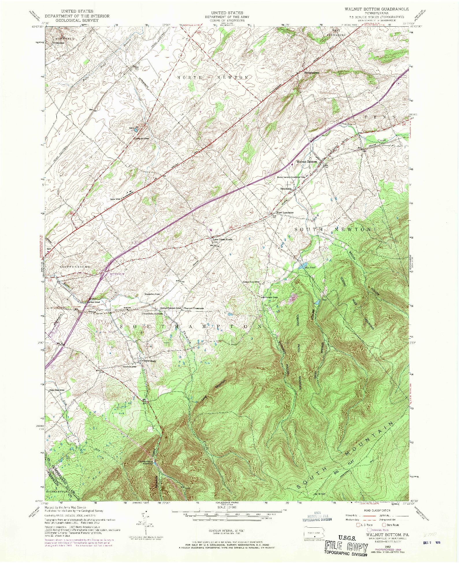 USGS 1:24000-SCALE QUADRANGLE FOR WALNUT BOTTOM, PA 1952