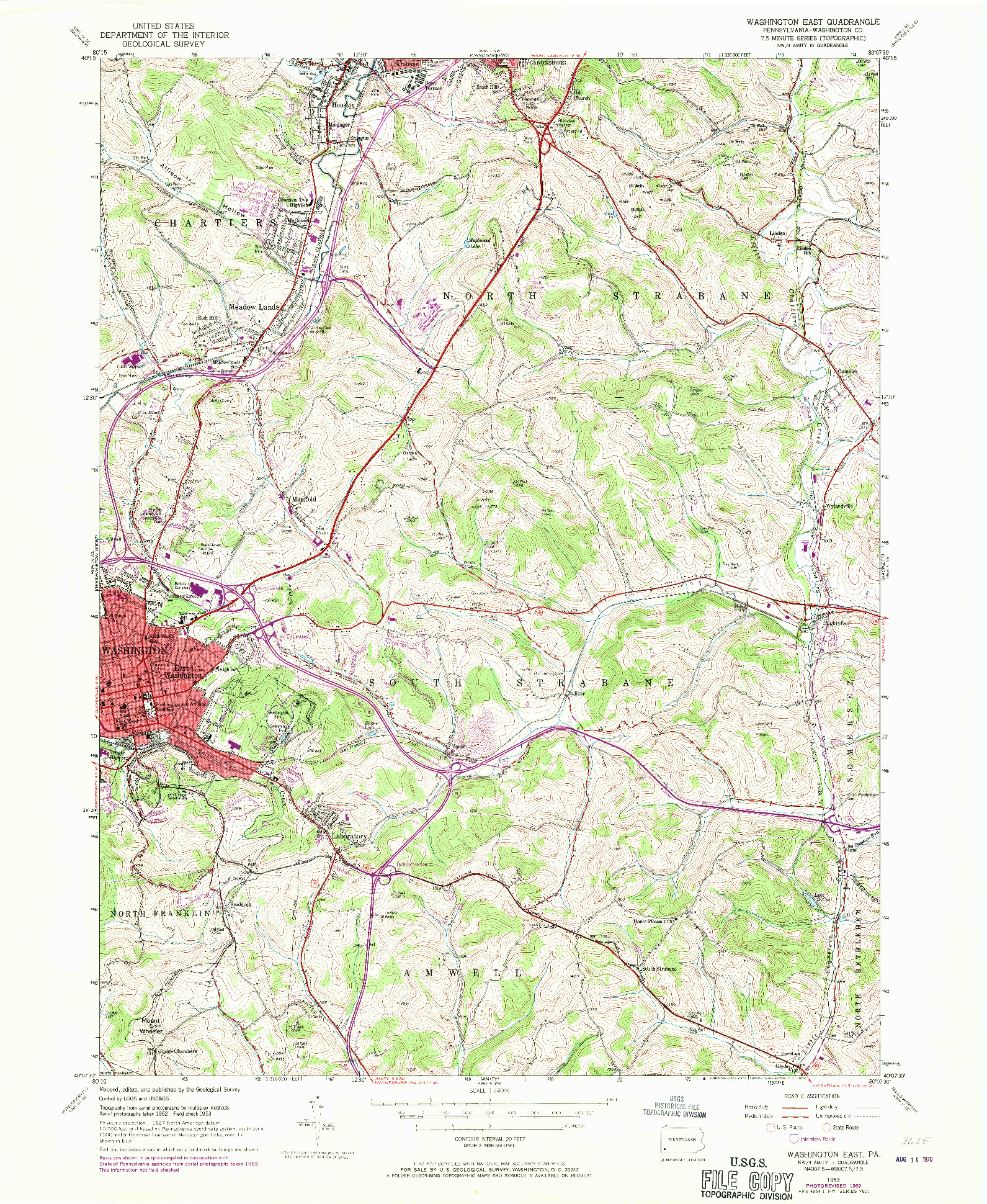 USGS 1:24000-SCALE QUADRANGLE FOR WASHINGTON EAST, PA 1953