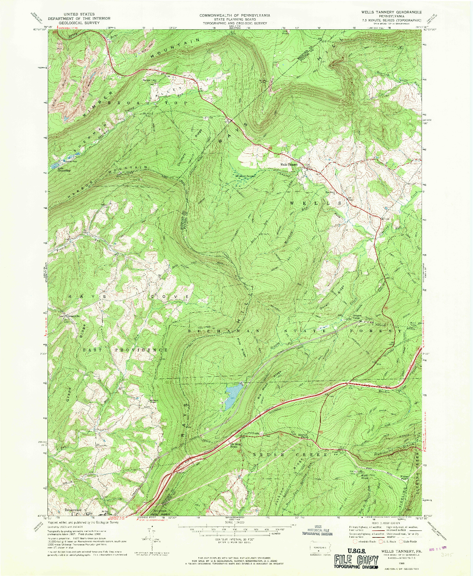 USGS 1:24000-SCALE QUADRANGLE FOR WELLS TANNERY, PA 1968