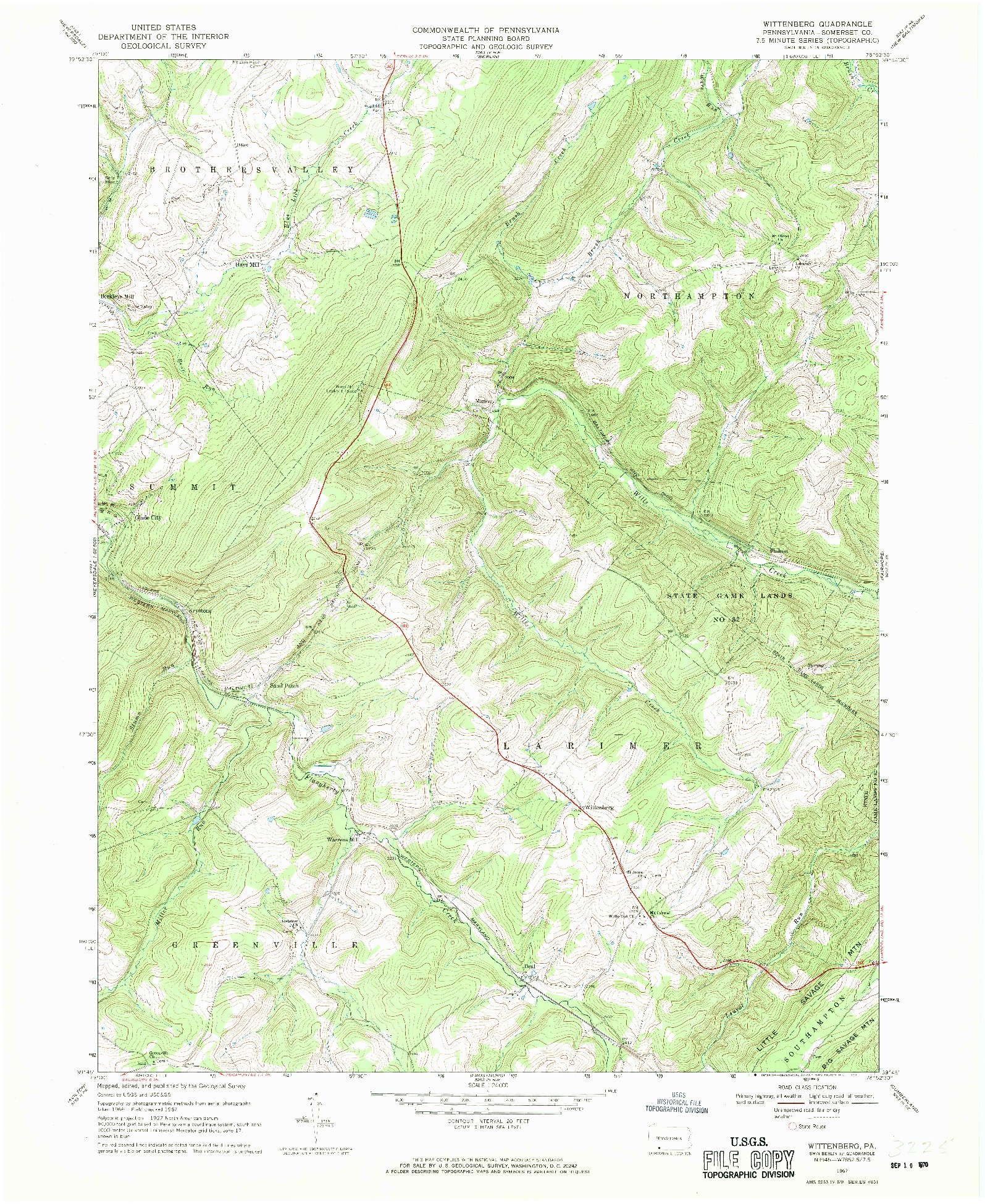 USGS 1:24000-SCALE QUADRANGLE FOR WITTENBERG, PA 1967