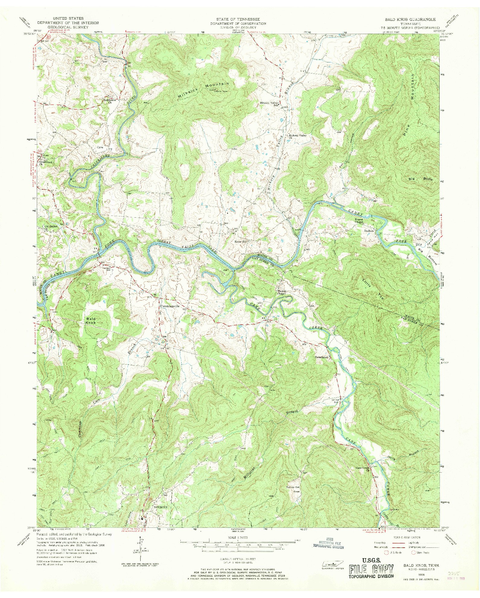 USGS 1:24000-SCALE QUADRANGLE FOR BALD KNOB, TN 1956