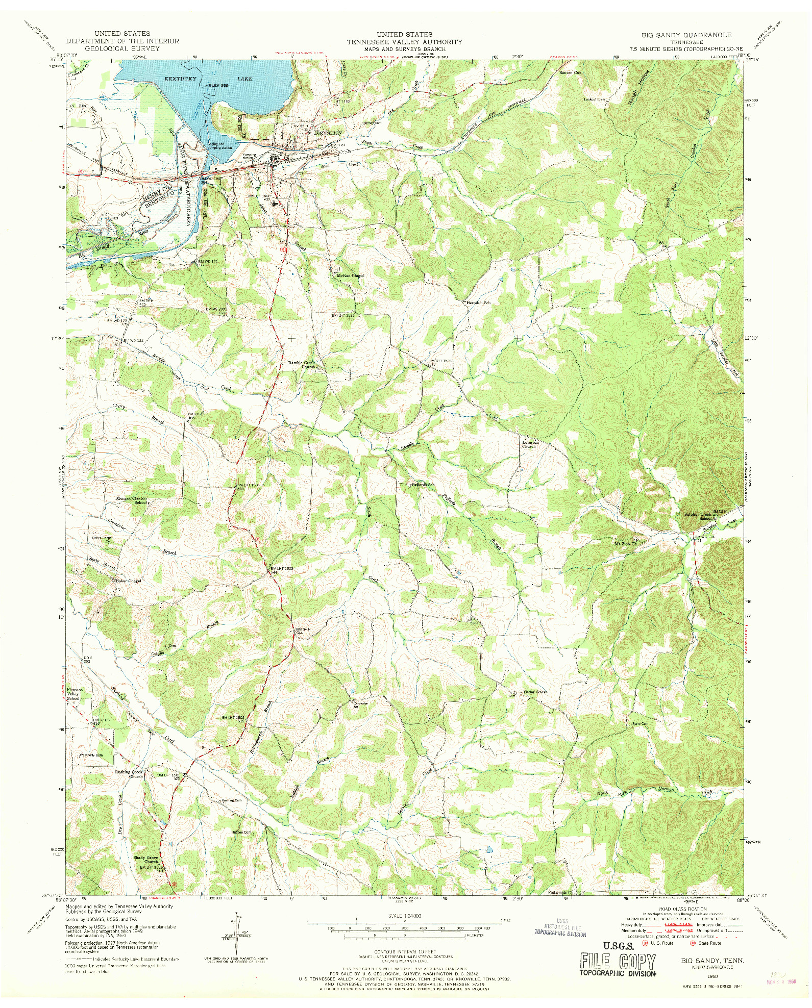 USGS 1:24000-SCALE QUADRANGLE FOR BIG SANDY, TN 1950