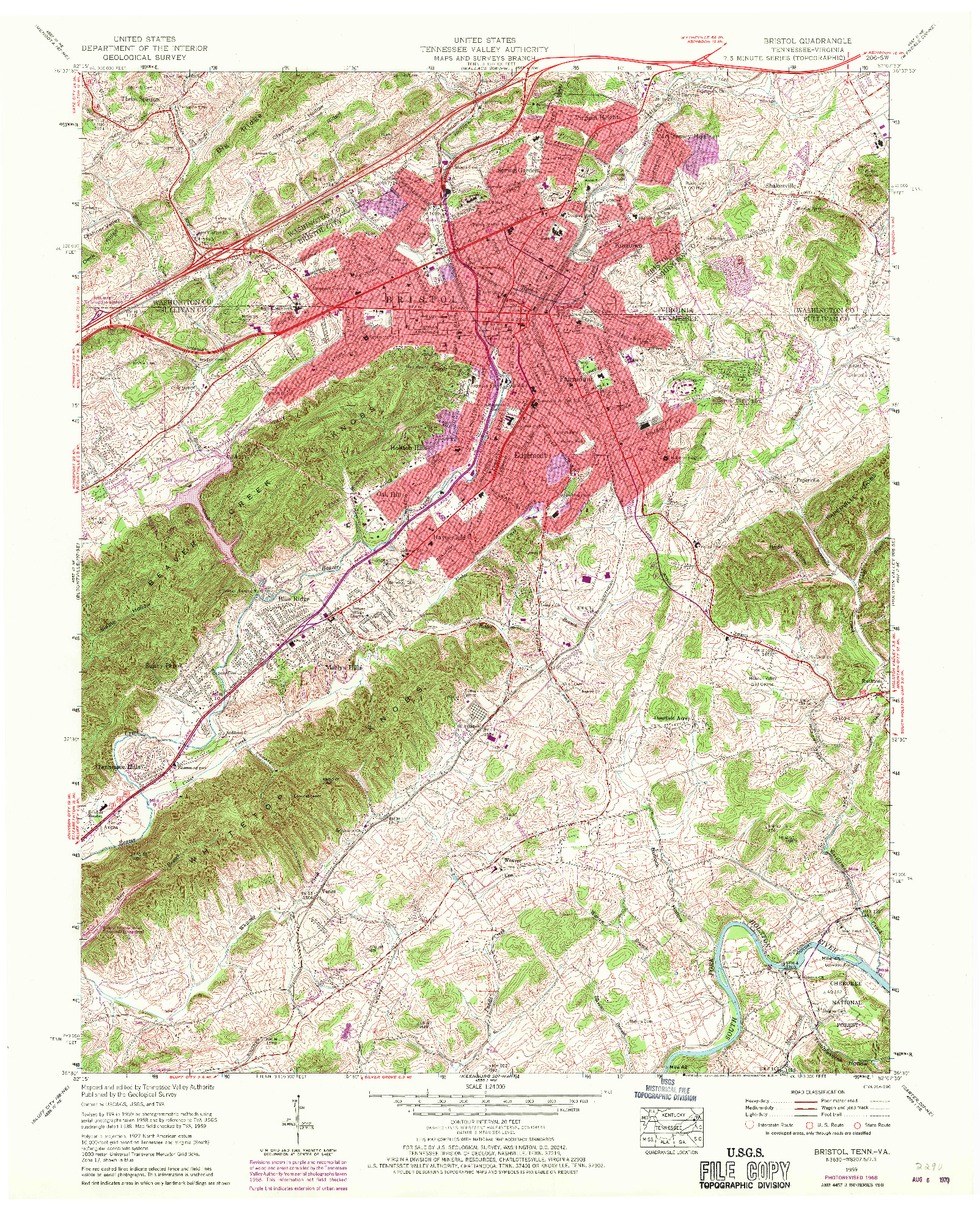 USGS 1:24000-SCALE QUADRANGLE FOR BRISTOL, TN 1959