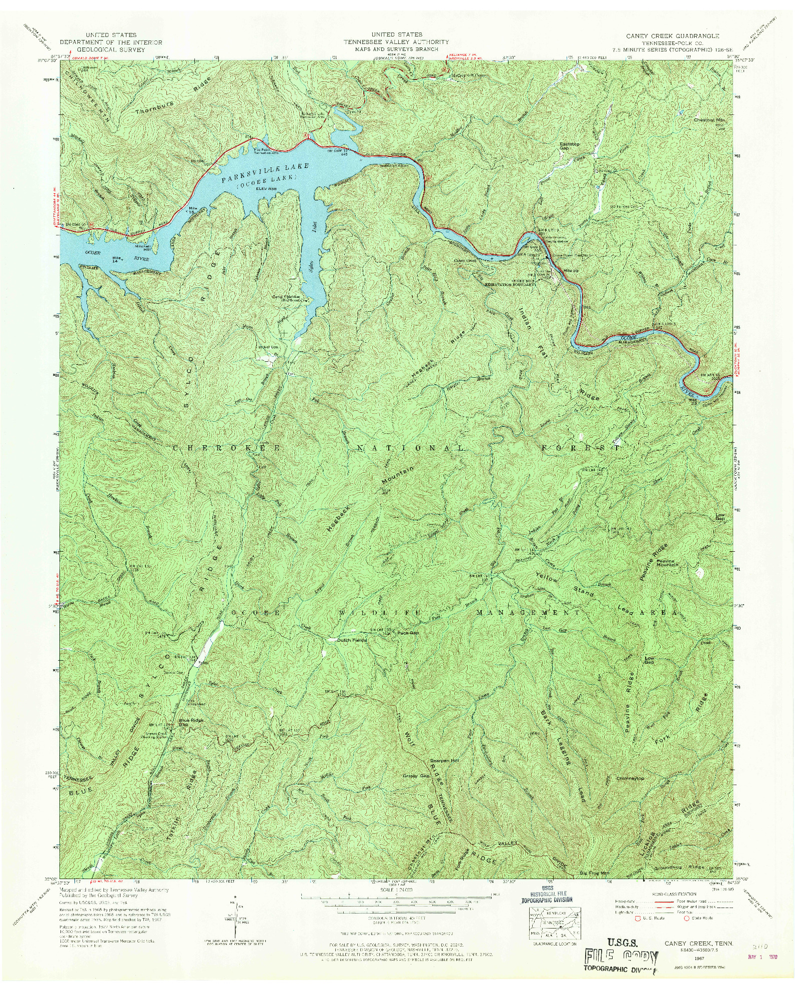 USGS 1:24000-SCALE QUADRANGLE FOR CANEY CREEK, TN 1967