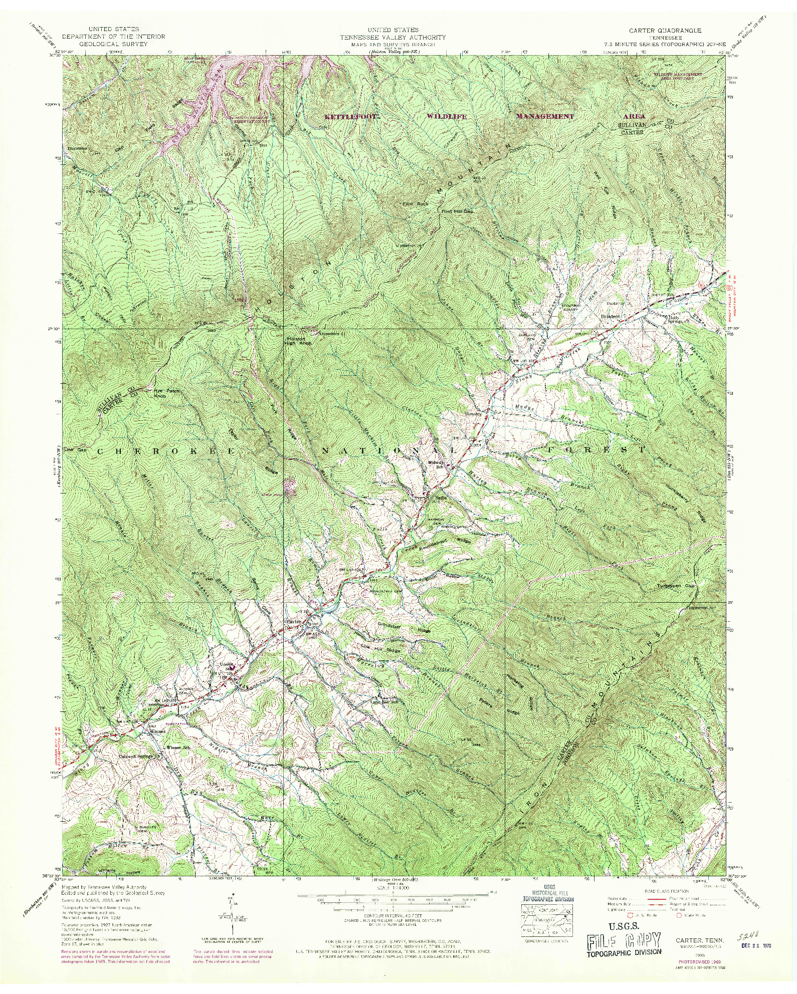 USGS 1:24000-SCALE QUADRANGLE FOR CARTER, TN 1938