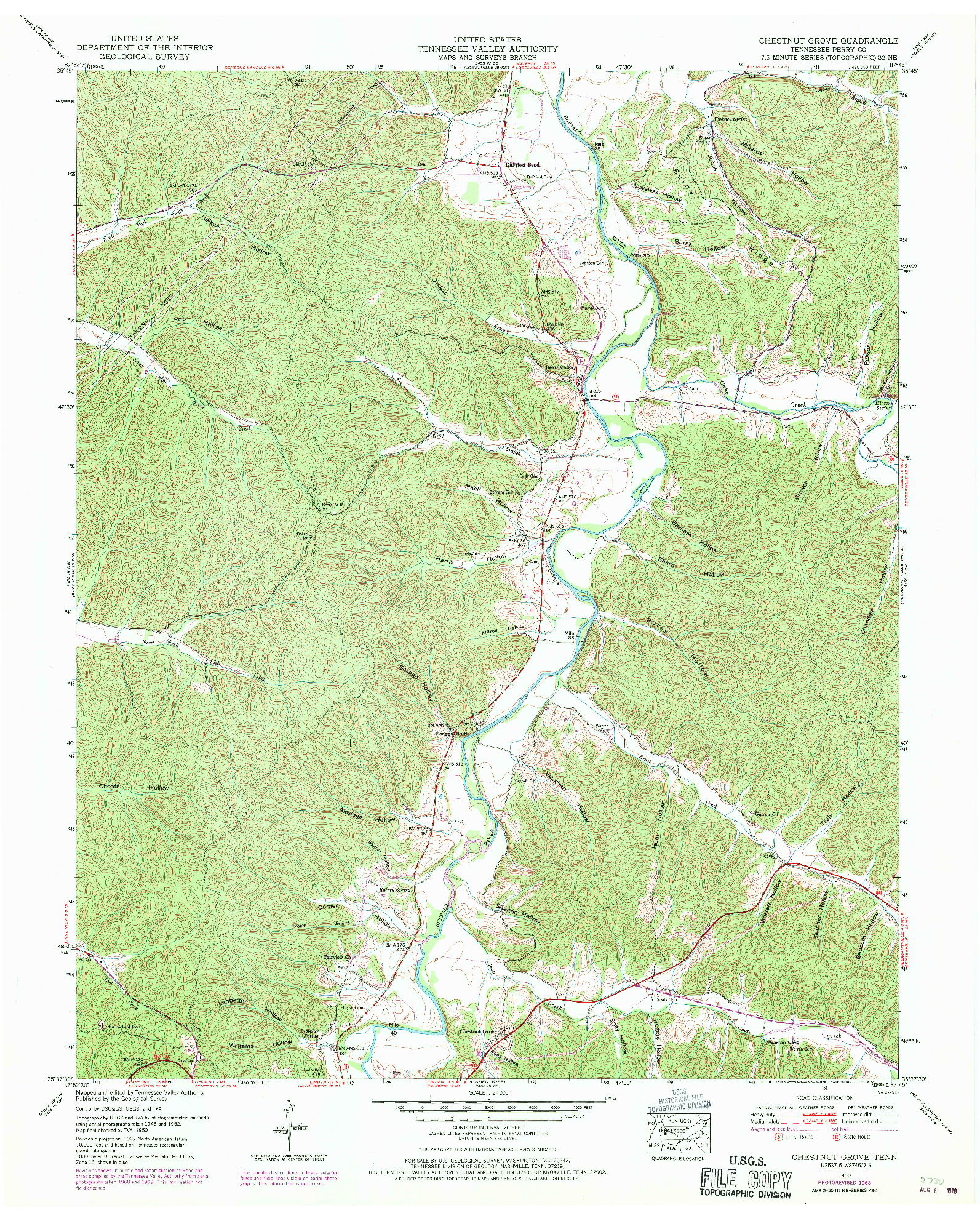 USGS 1:24000-SCALE QUADRANGLE FOR CHESTNUT GROVE, TN 1950
