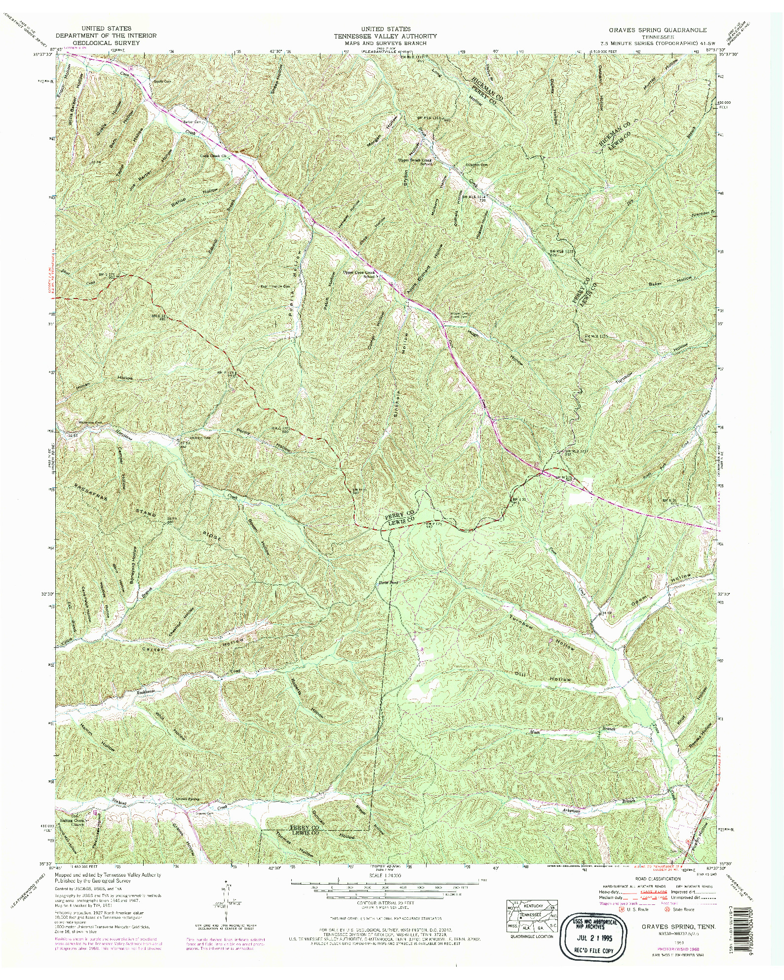 USGS 1:24000-SCALE QUADRANGLE FOR GRAVES SPRING, TN 1951