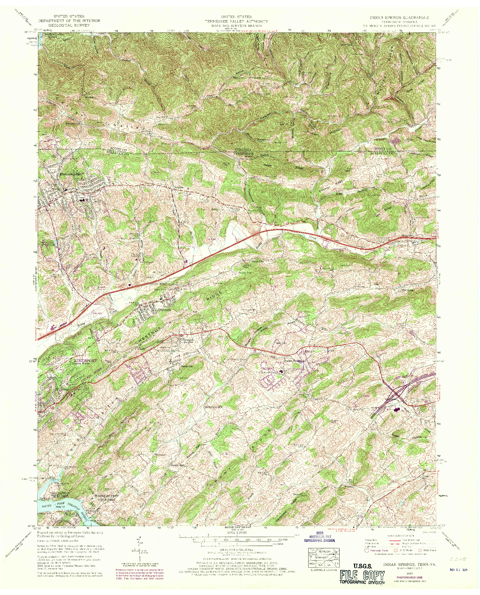USGS 1:24000-SCALE QUADRANGLE FOR INDIAN SPRINGS, TN 1959