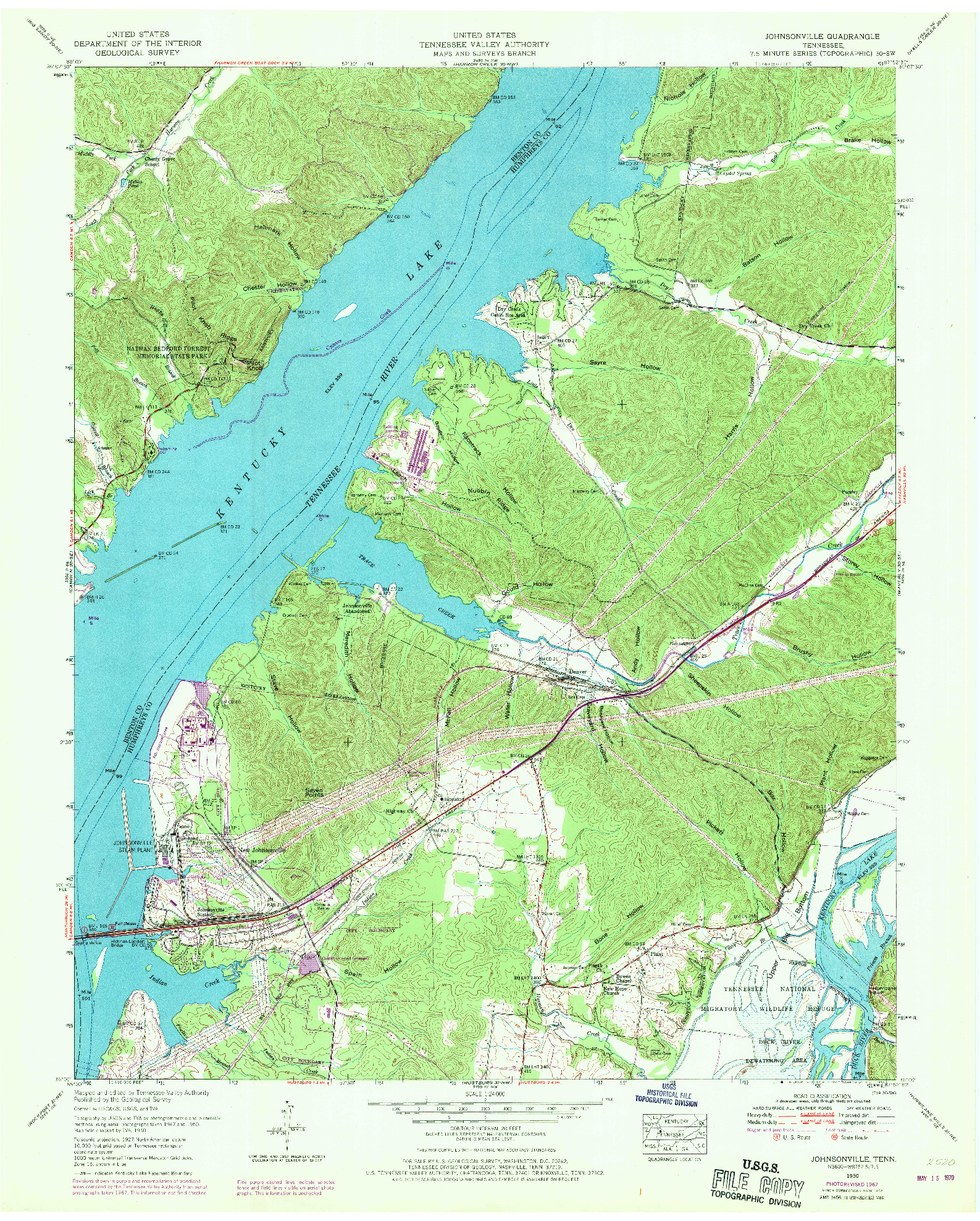 USGS 1:24000-SCALE QUADRANGLE FOR JOHNSONVILLE, TN 1950