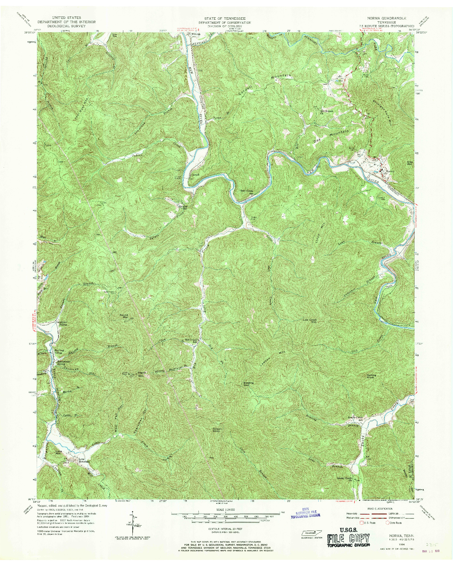 USGS 1:24000-SCALE QUADRANGLE FOR NORMA, TN 1954