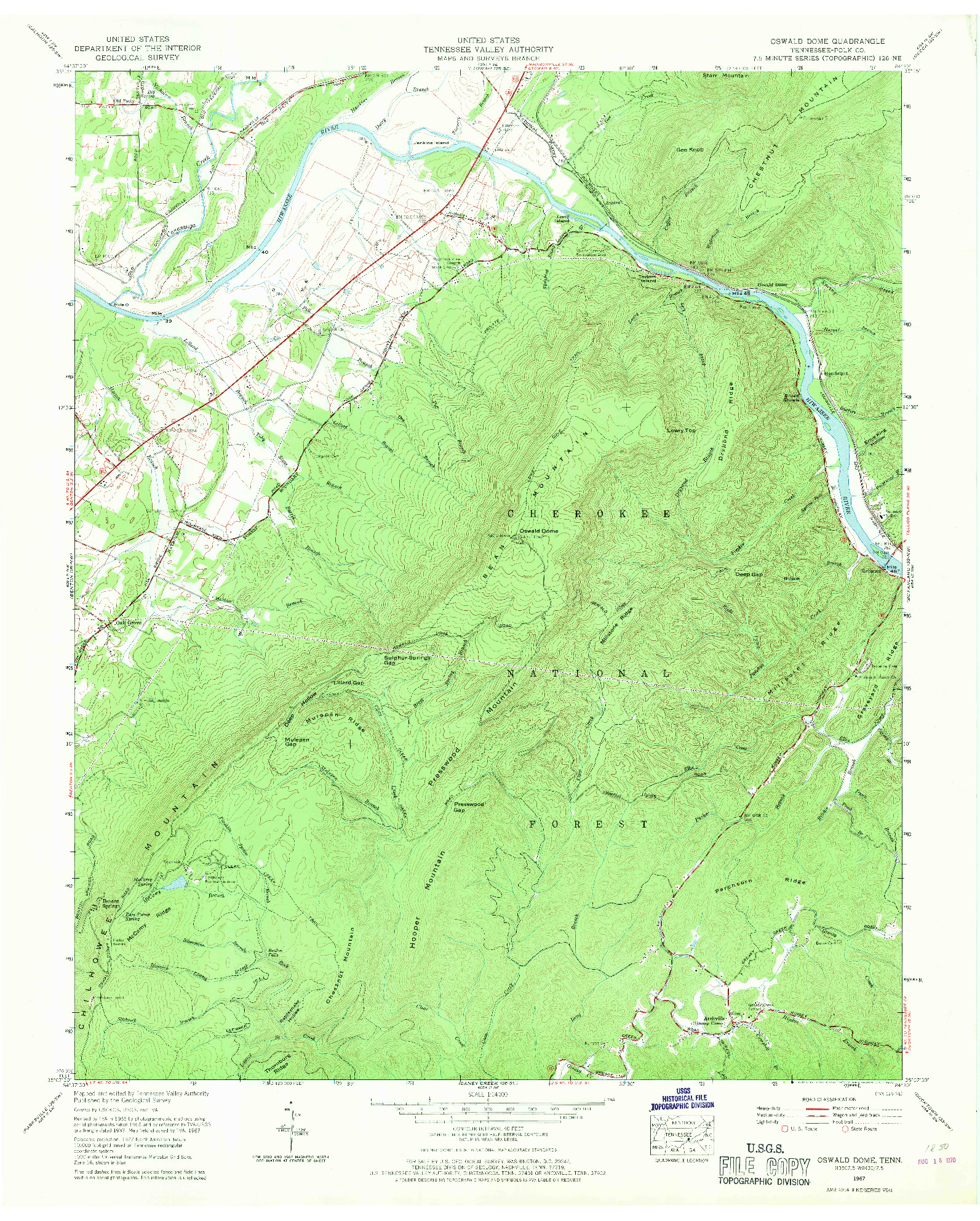 USGS 1:24000-SCALE QUADRANGLE FOR OSWALD DOME, TN 1967