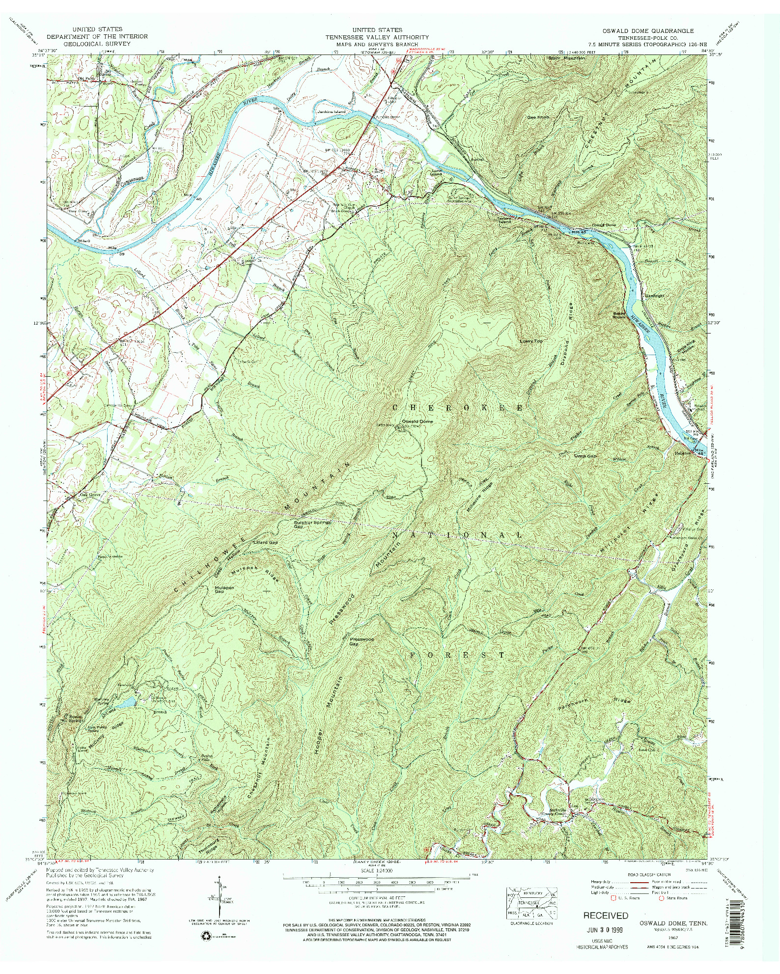 USGS 1:24000-SCALE QUADRANGLE FOR OSWALD DOME, TN 1967
