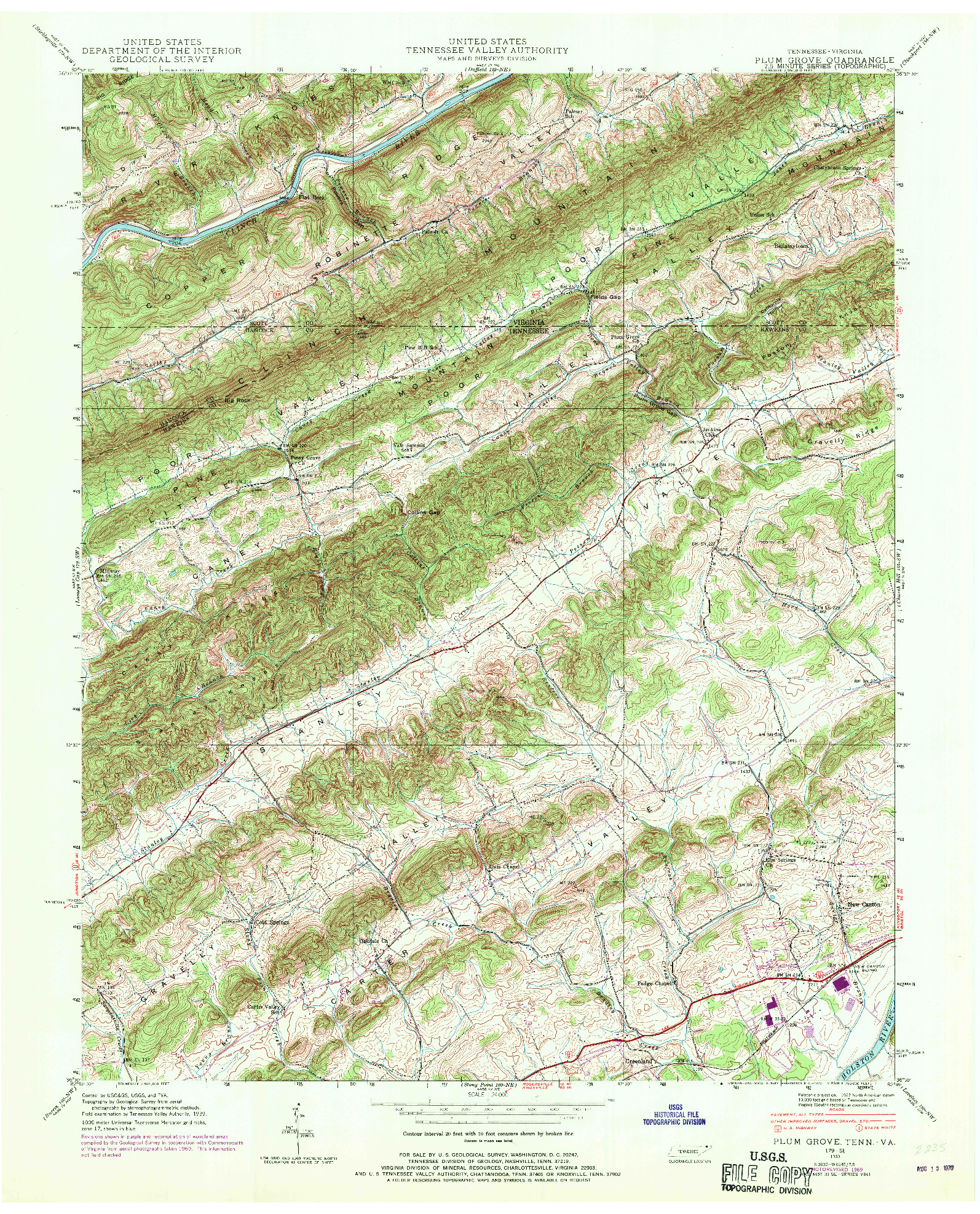 USGS 1:24000-SCALE QUADRANGLE FOR PLUM GROVE, TN 1939