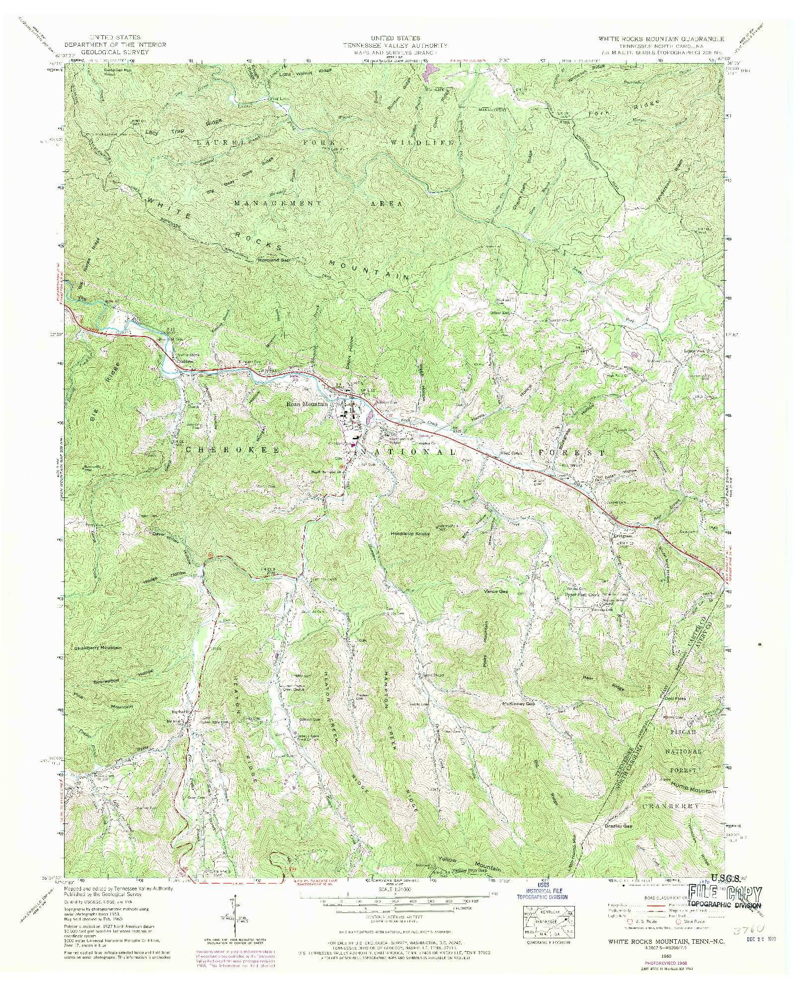 USGS 1:24000-SCALE QUADRANGLE FOR WHITE ROCKS MOUNTAIN, TN 1960