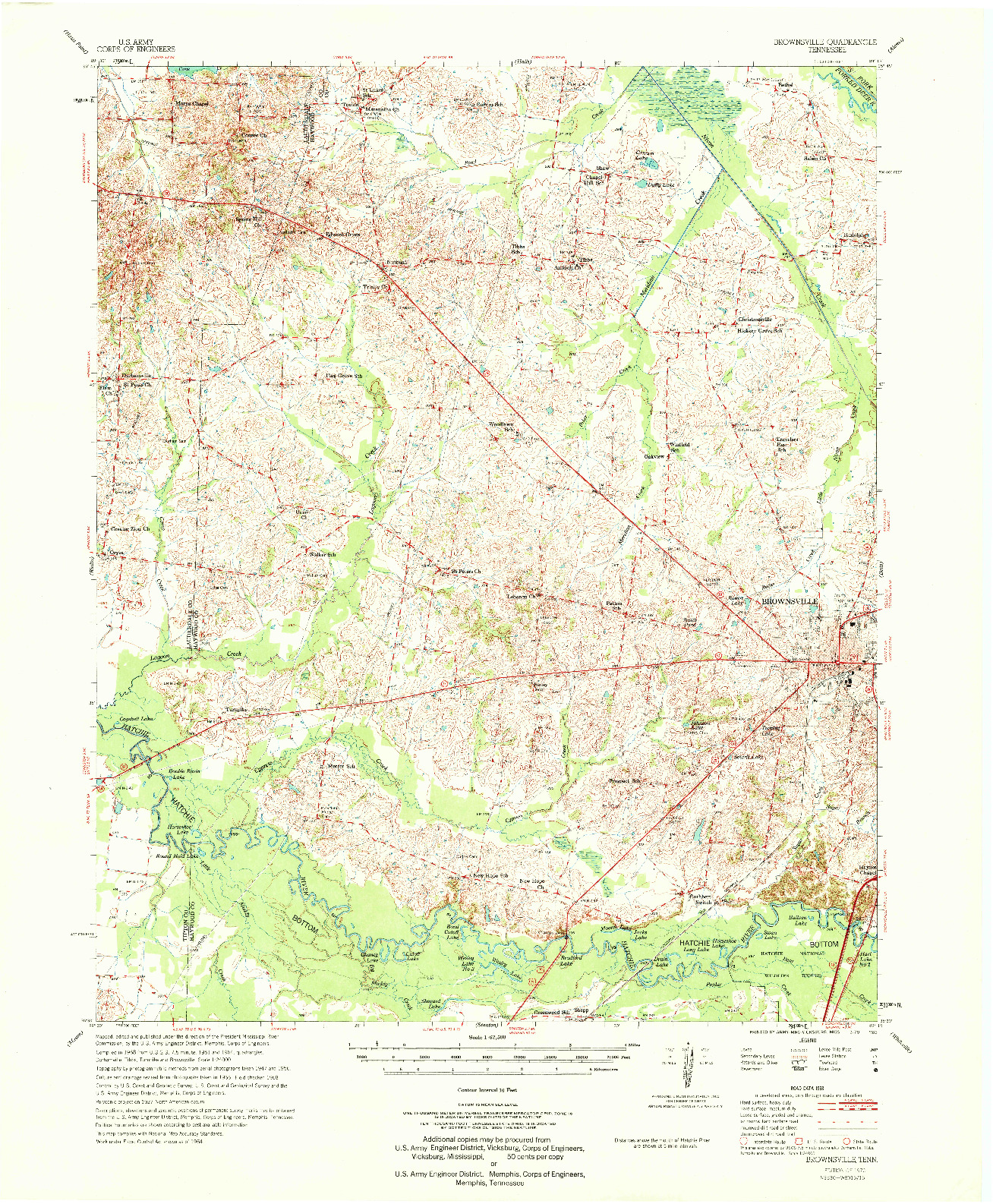 USGS 1:62500-SCALE QUADRANGLE FOR BROWNSVILLE, TN 1970