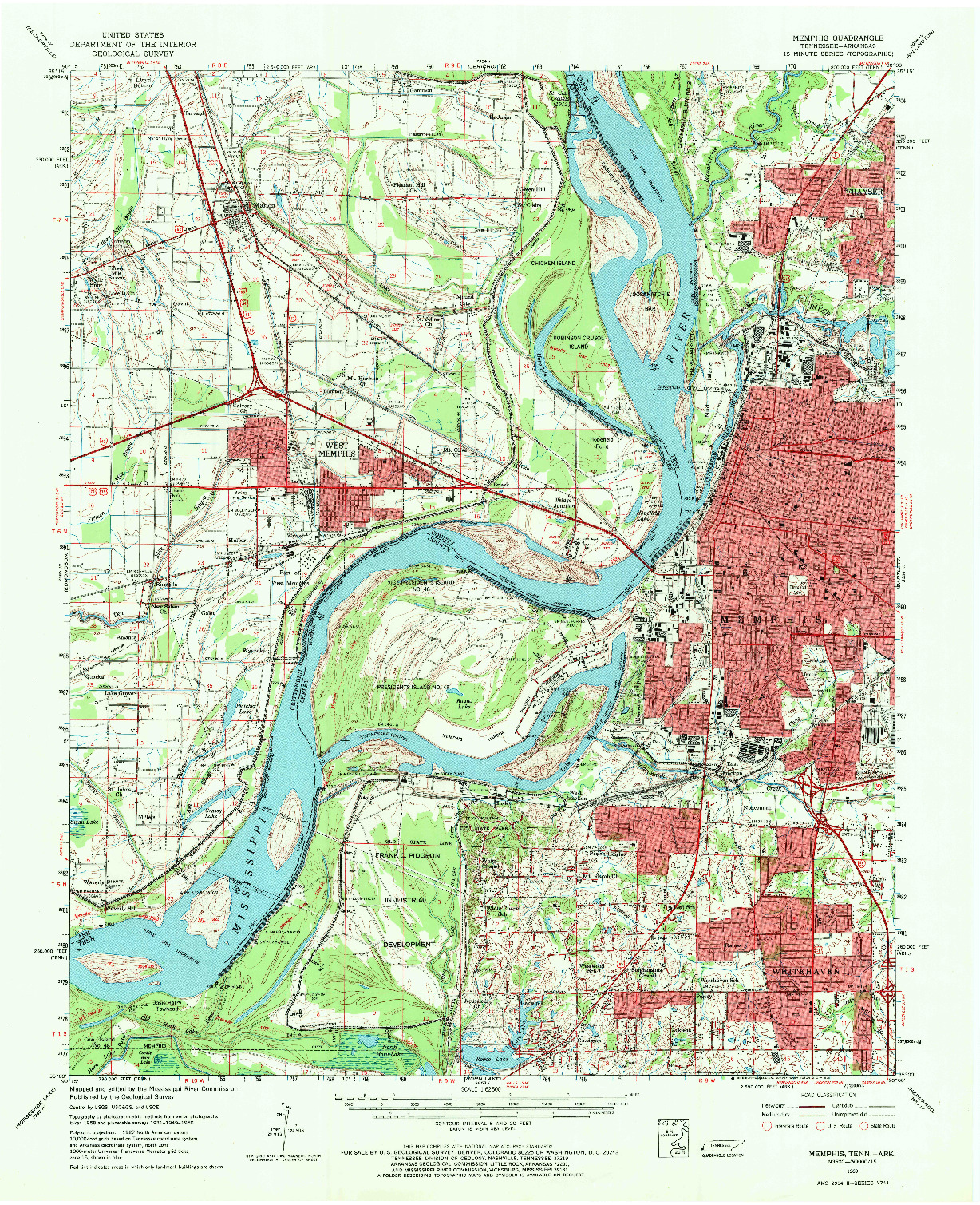 USGS 1:62500-SCALE QUADRANGLE FOR MEMPHIS, TN 1960