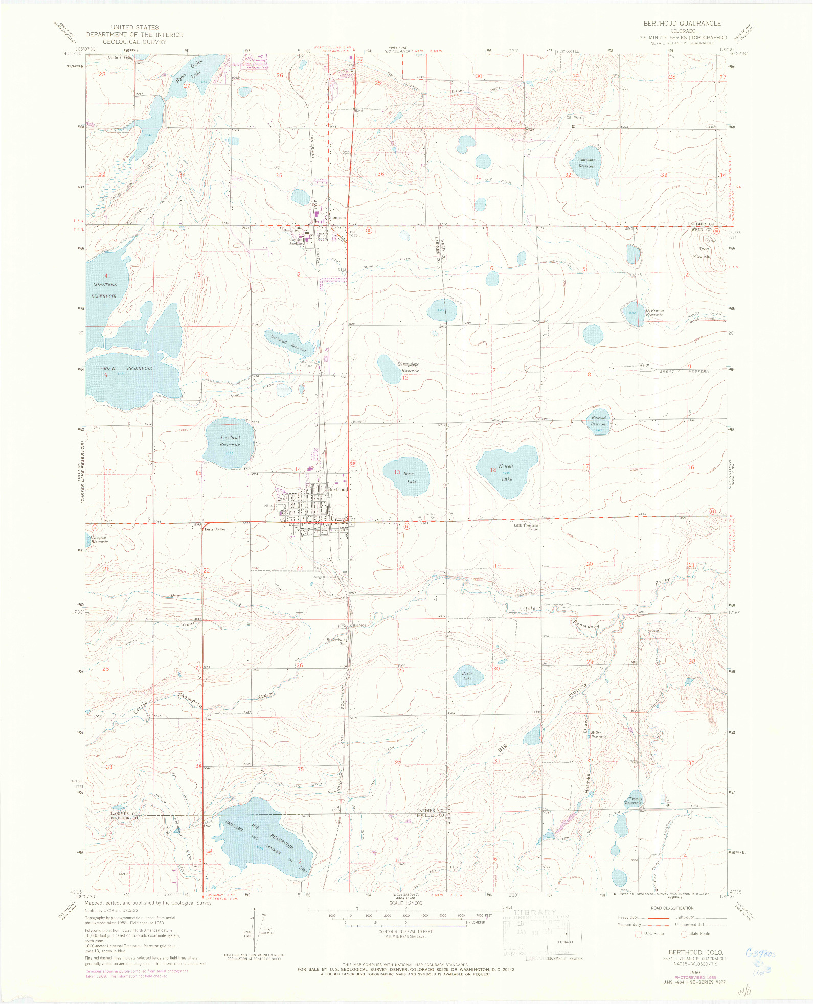 USGS 1:24000-SCALE QUADRANGLE FOR BERTHOUD, CO 1960