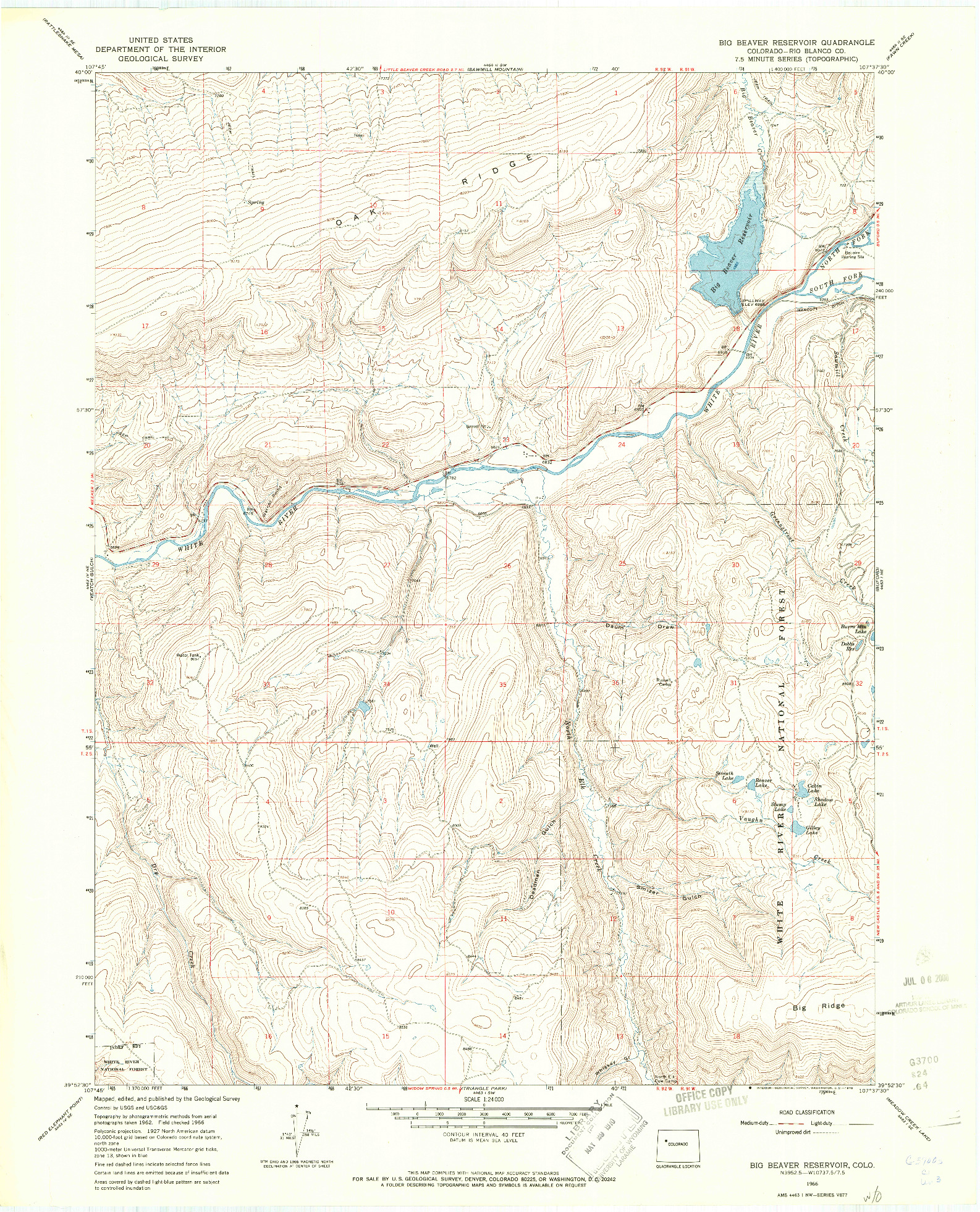 USGS 1:24000-SCALE QUADRANGLE FOR BIG BEAVER RESERVOIR, CO 1966