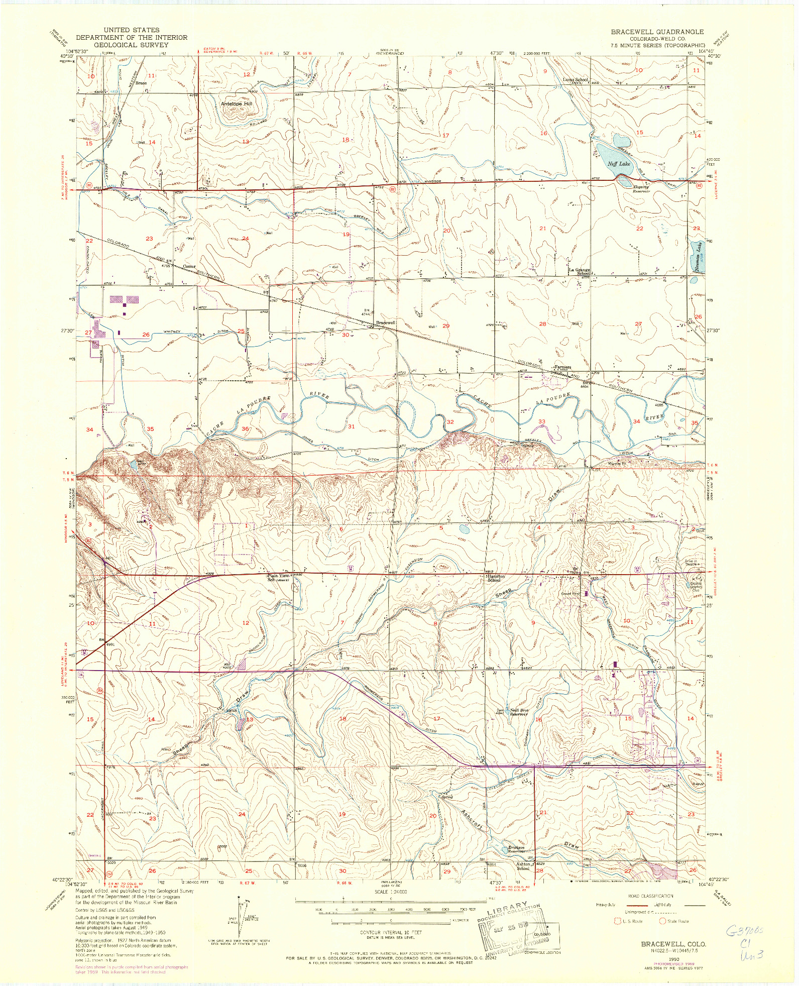 USGS 1:24000-SCALE QUADRANGLE FOR BRACEWELL, CO 1950