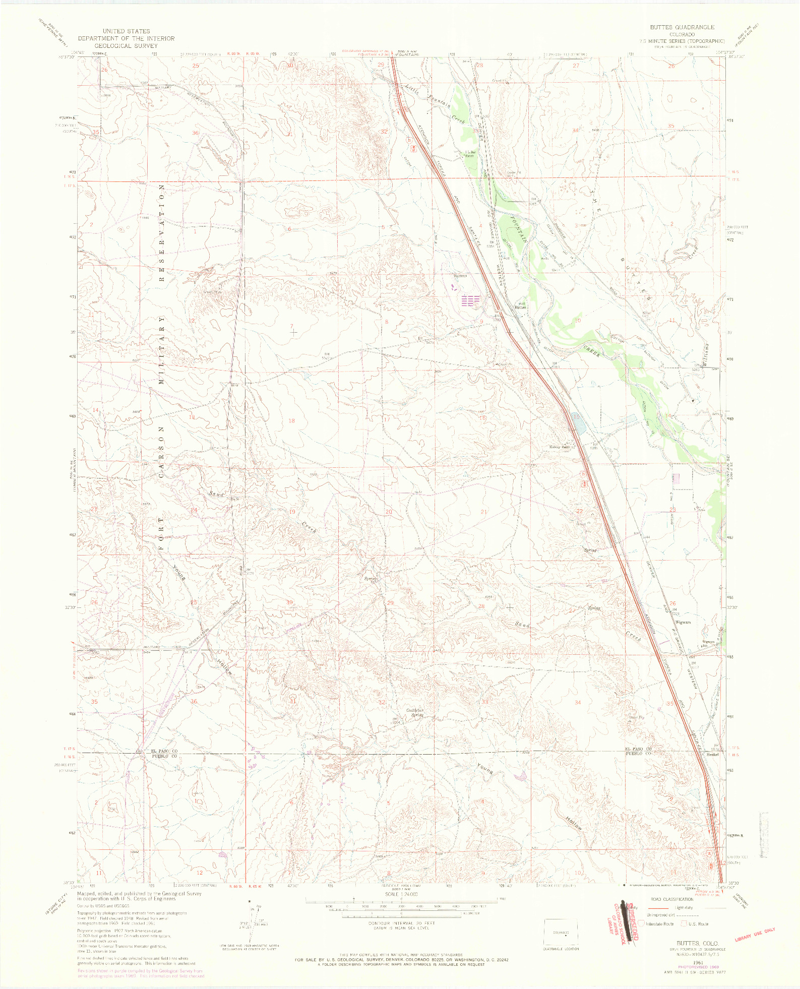 USGS 1:24000-SCALE QUADRANGLE FOR BUTTES, CO 1961