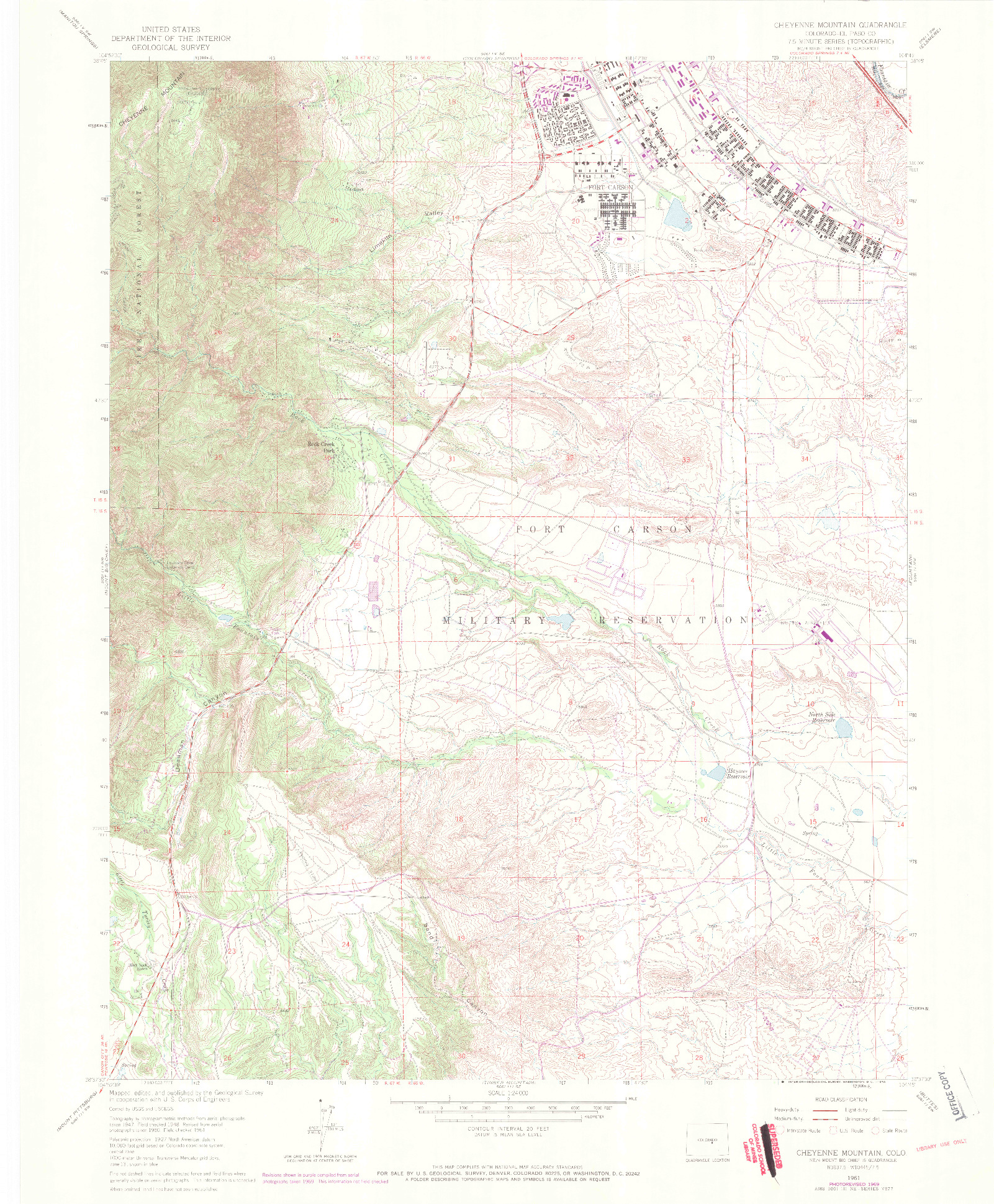 USGS 1:24000-SCALE QUADRANGLE FOR CHEYENNE MOUNTAIN, CO 1961