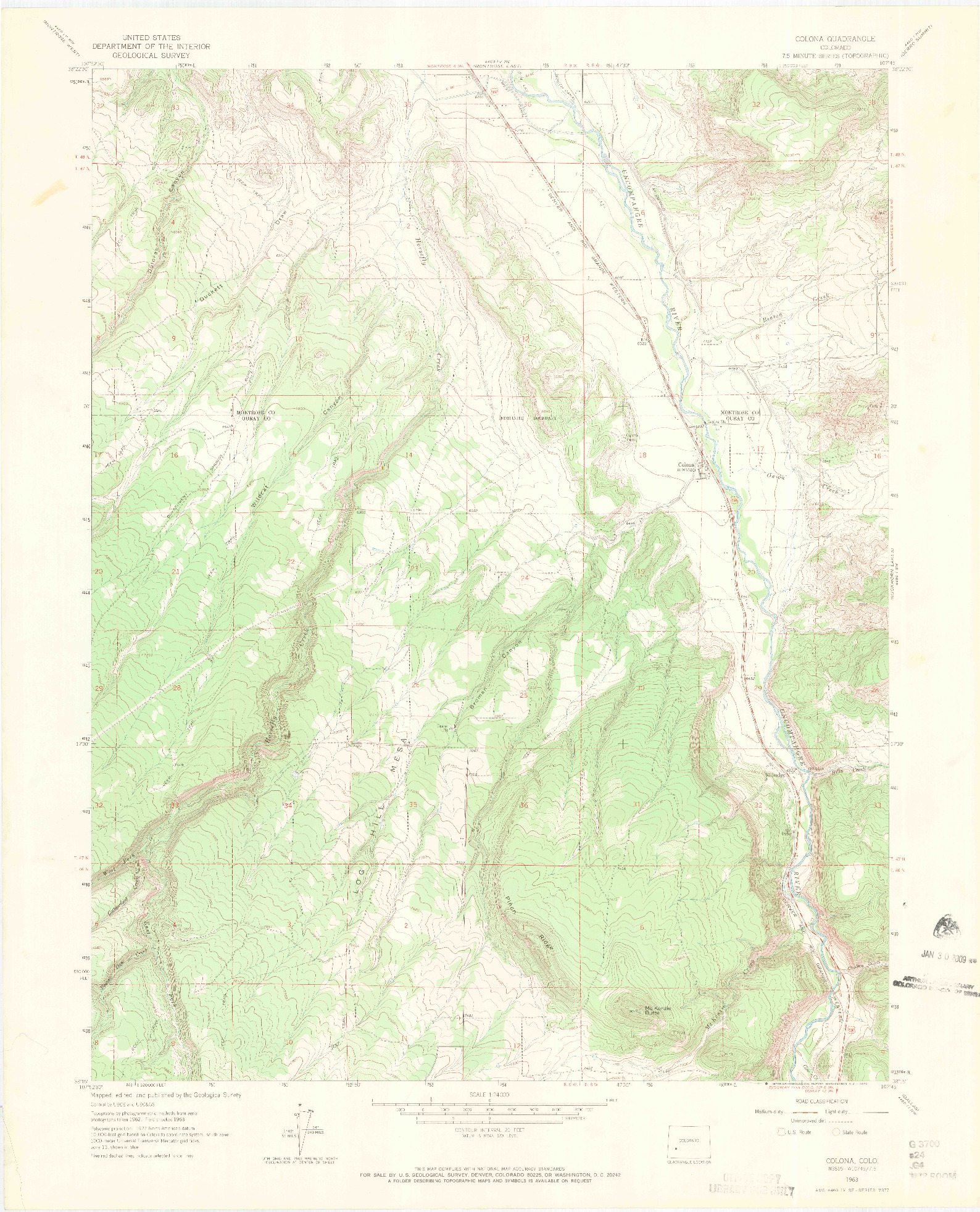 USGS 1:24000-SCALE QUADRANGLE FOR COLONA, CO 1963