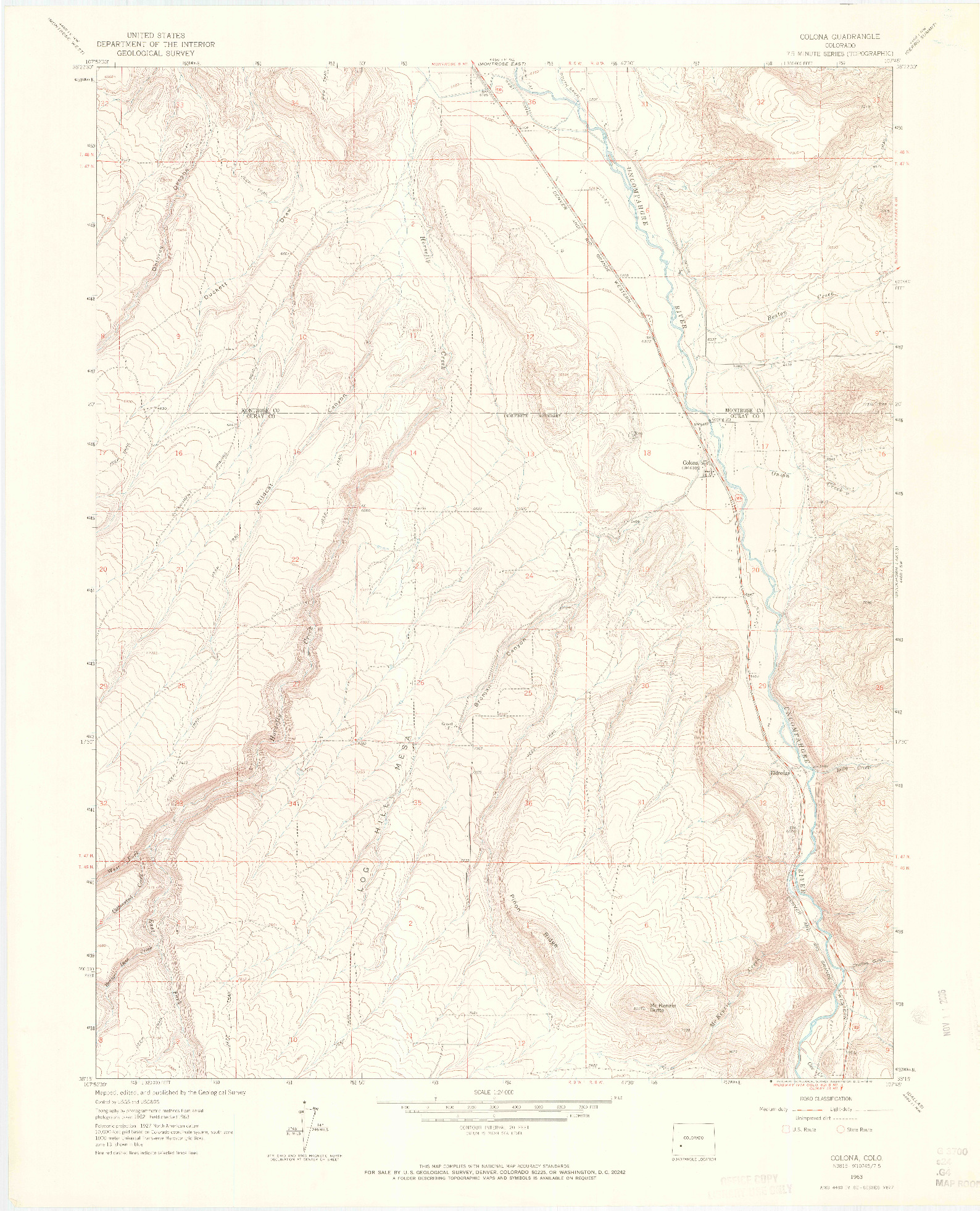 USGS 1:24000-SCALE QUADRANGLE FOR COLONA, CO 1963