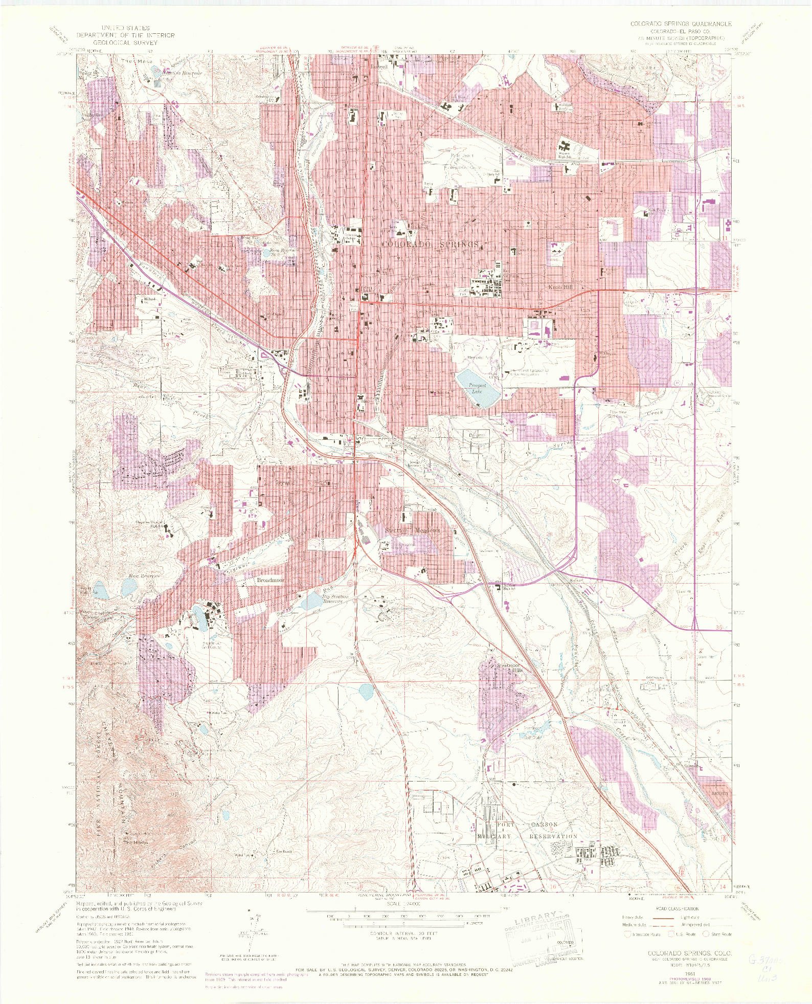 USGS 1:24000-SCALE QUADRANGLE FOR COLORADO SPRINGS, CO 1961