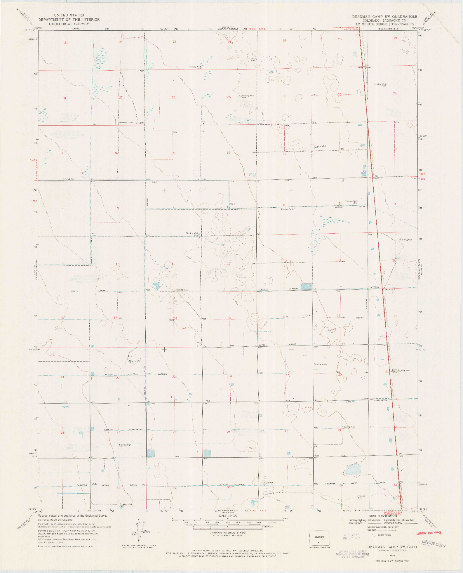 USGS 1:24000-SCALE QUADRANGLE FOR DEADMAN CAMP SW, CO 1968