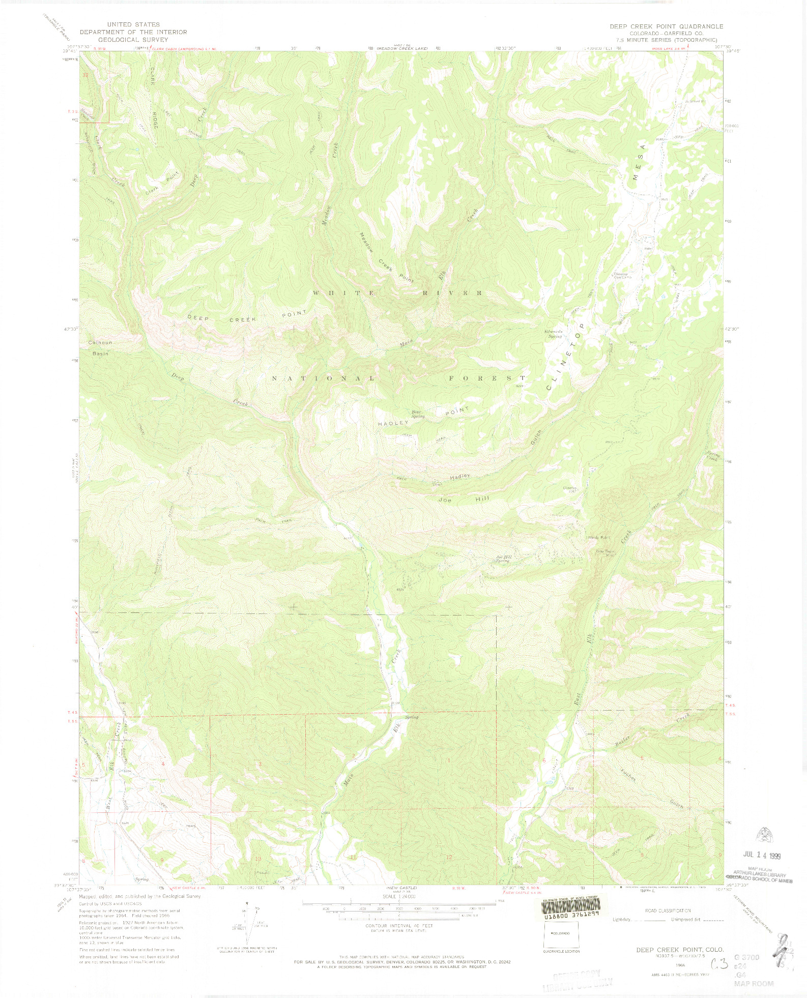 USGS 1:24000-SCALE QUADRANGLE FOR DEEP CREEK POINT, CO 1966