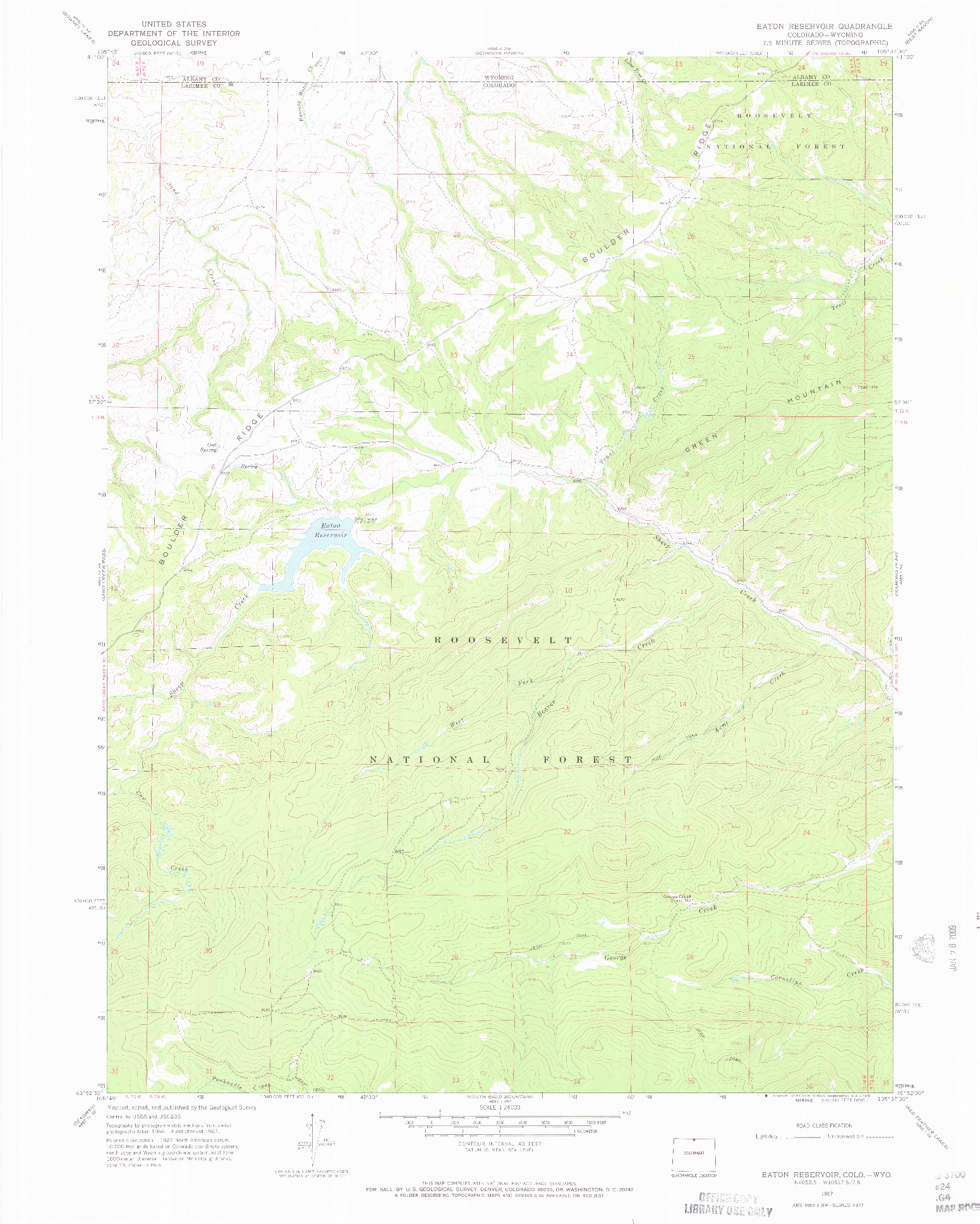 USGS 1:24000-SCALE QUADRANGLE FOR EATON RESERVOIR, CO 1967