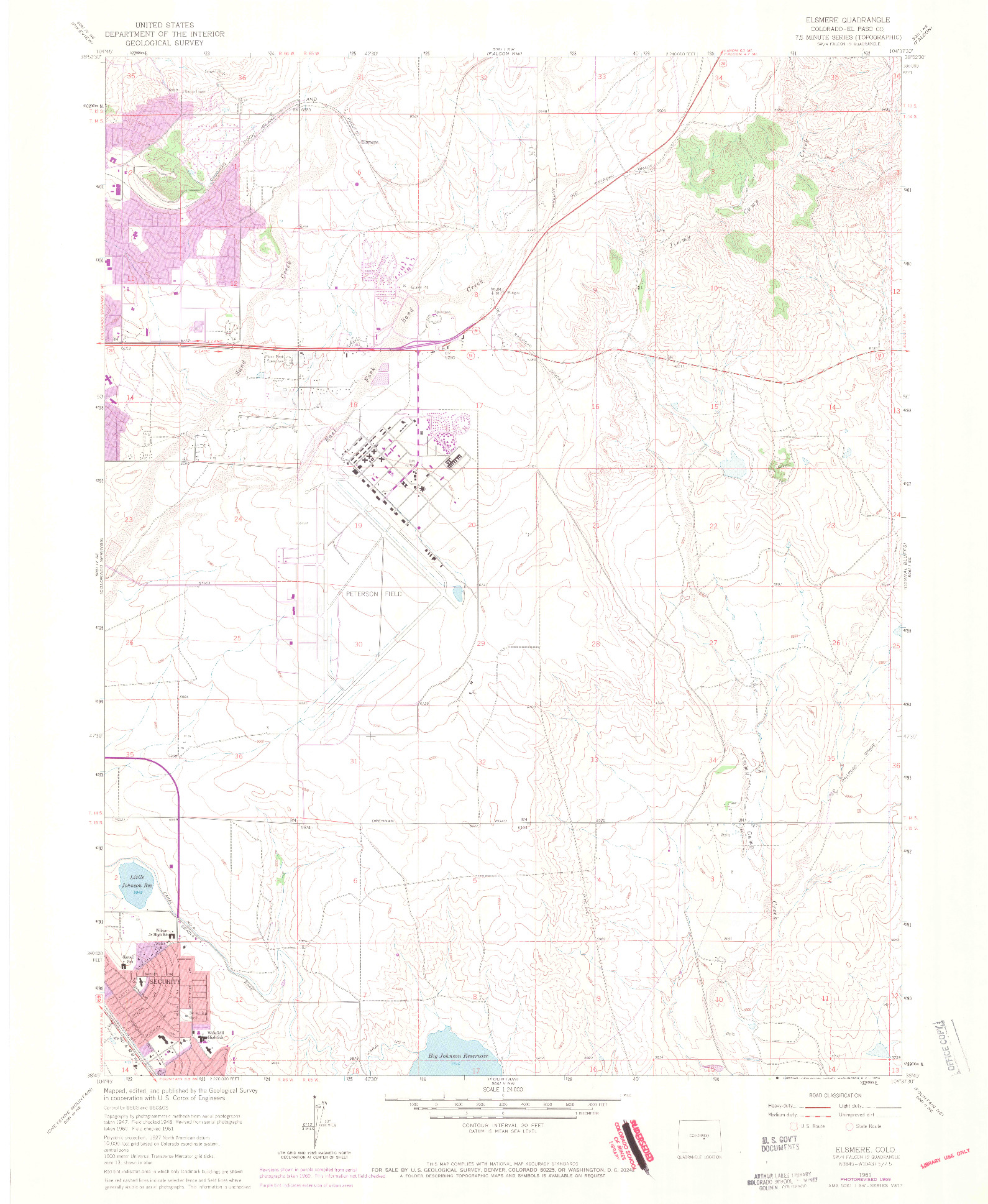 USGS 1:24000-SCALE QUADRANGLE FOR ELSMERE, CO 1961