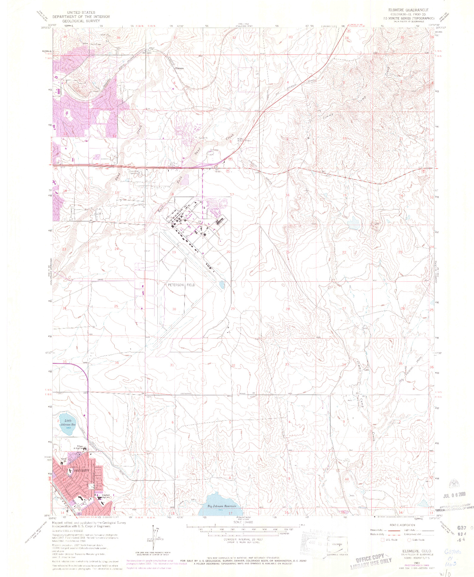 USGS 1:24000-SCALE QUADRANGLE FOR ELSMERE, CO 1961