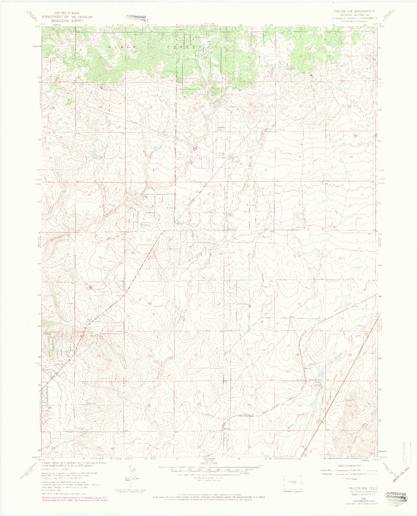 USGS 1:24000-SCALE QUADRANGLE FOR FALCON NW, CO 1961