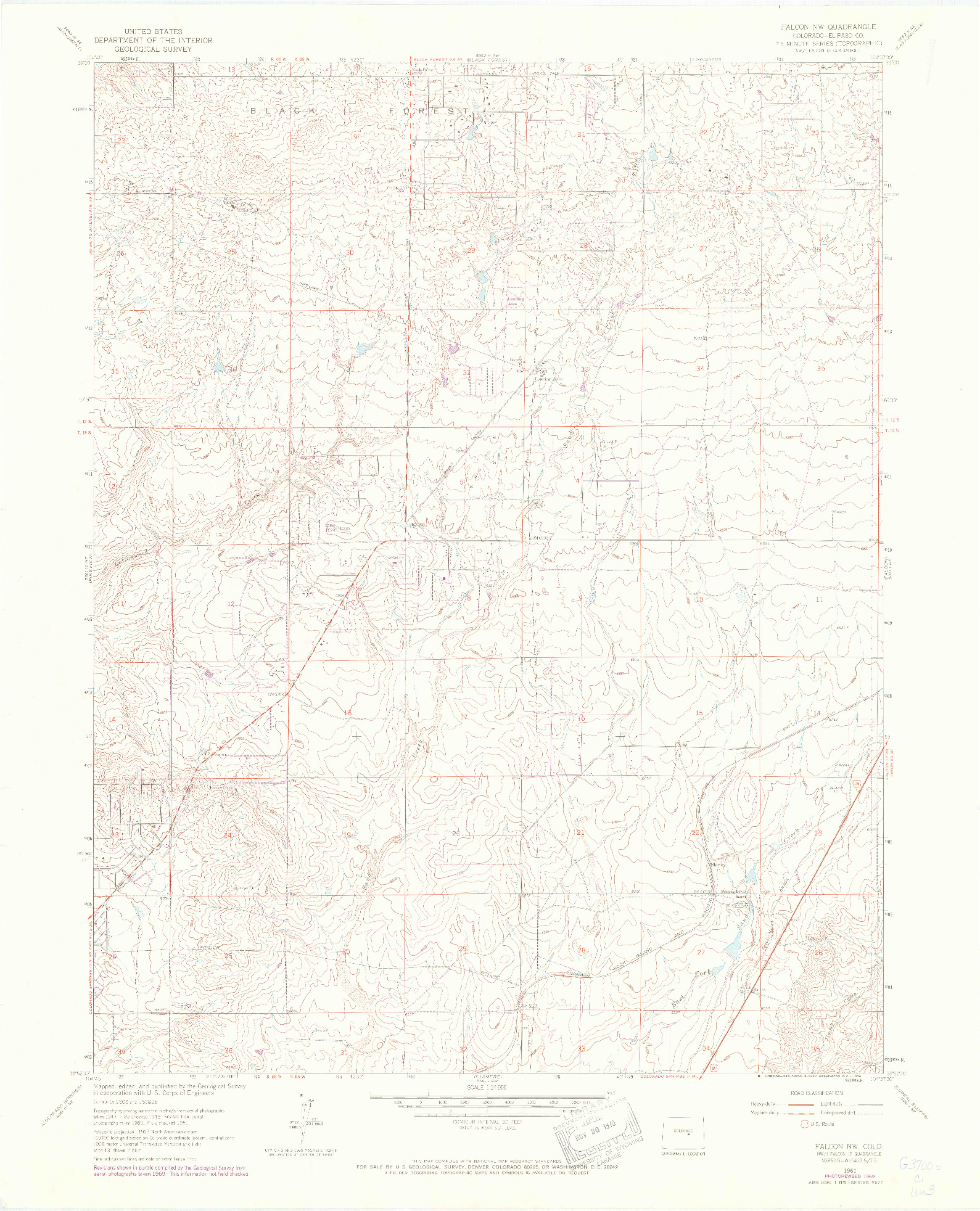 USGS 1:24000-SCALE QUADRANGLE FOR FALCON NW, CO 1961