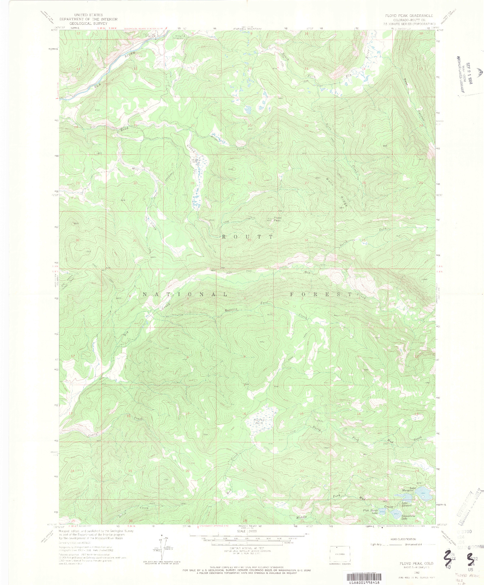 USGS 1:24000-SCALE QUADRANGLE FOR FLOYD PEAK, CO 1962