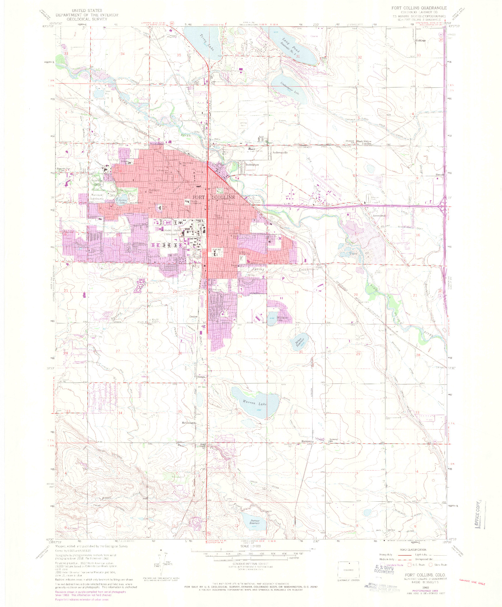 USGS 1:24000-SCALE QUADRANGLE FOR FORT COLLINS, CO 1960