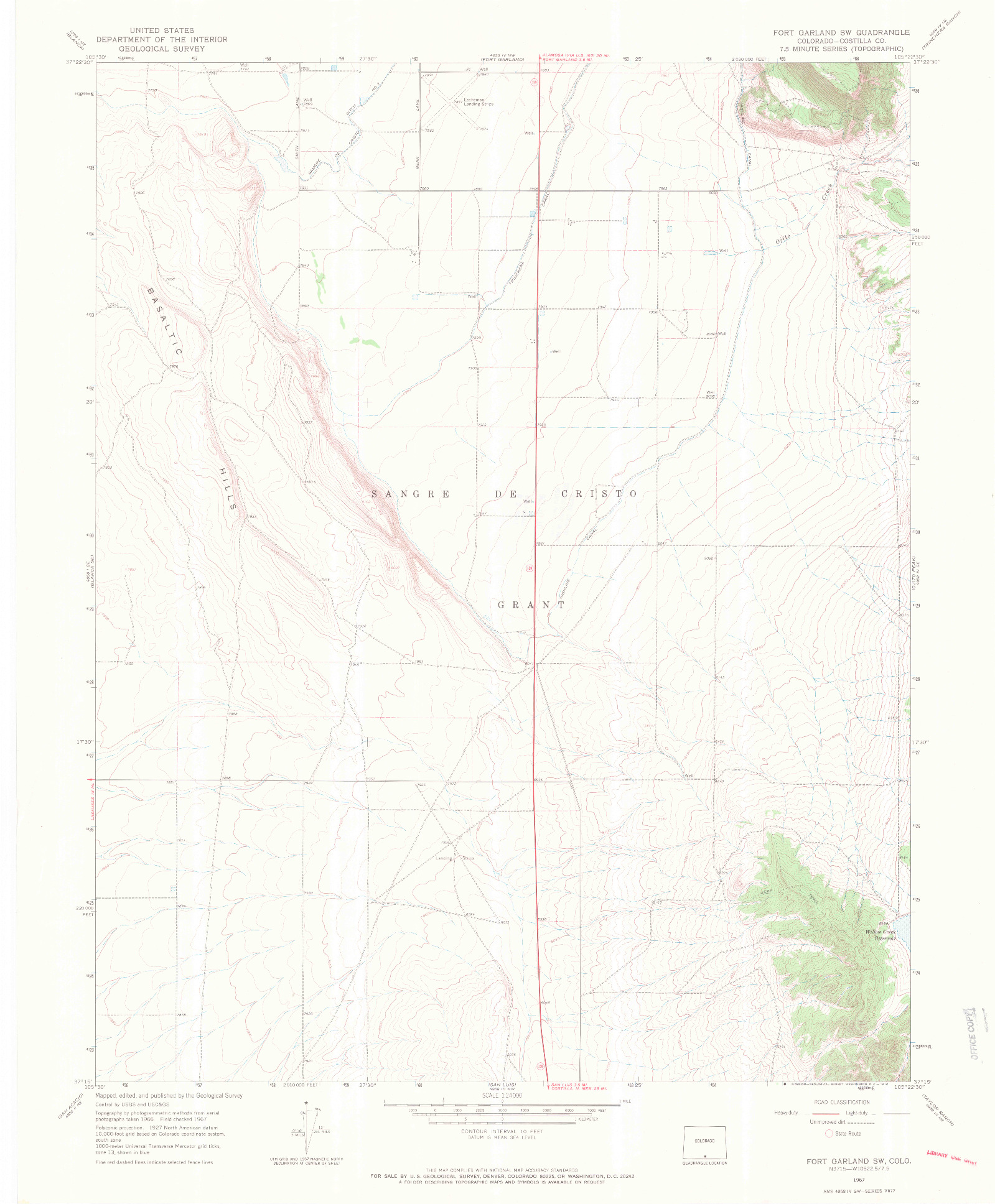 USGS 1:24000-SCALE QUADRANGLE FOR FORT GARLAND SW, CO 1967