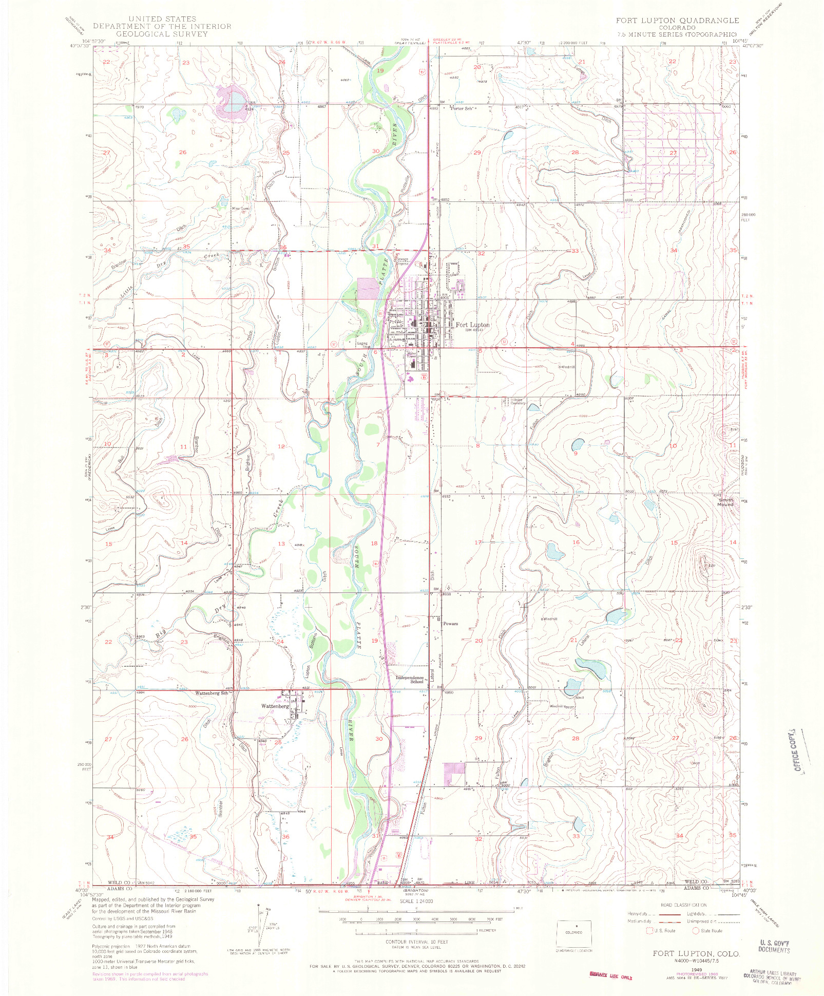 USGS 1:24000-SCALE QUADRANGLE FOR FORT LUPTON, CO 1949