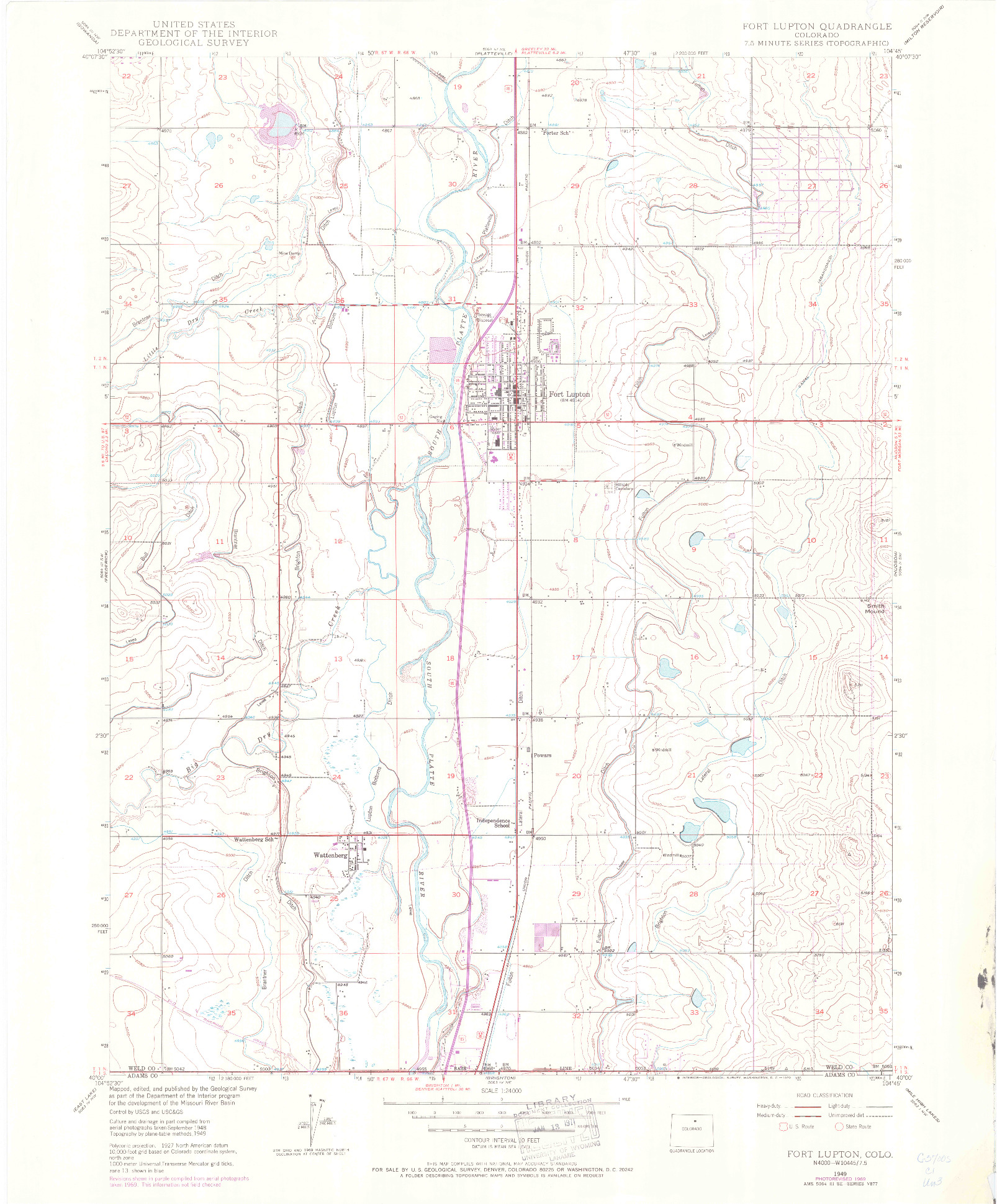 USGS 1:24000-SCALE QUADRANGLE FOR FORT LUPTON, CO 1949