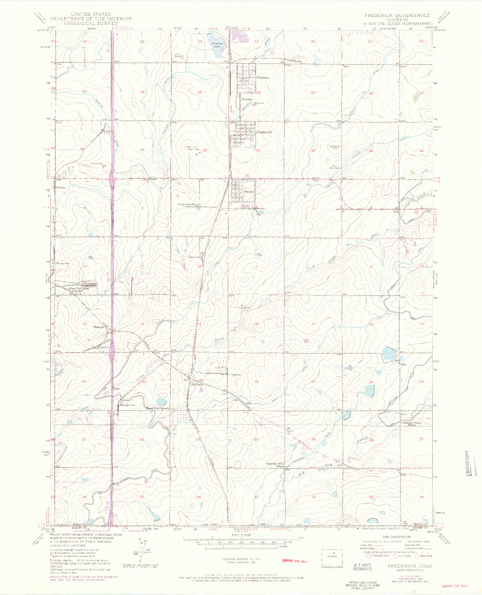 USGS 1:24000-SCALE QUADRANGLE FOR FREDERICK, CO 1950