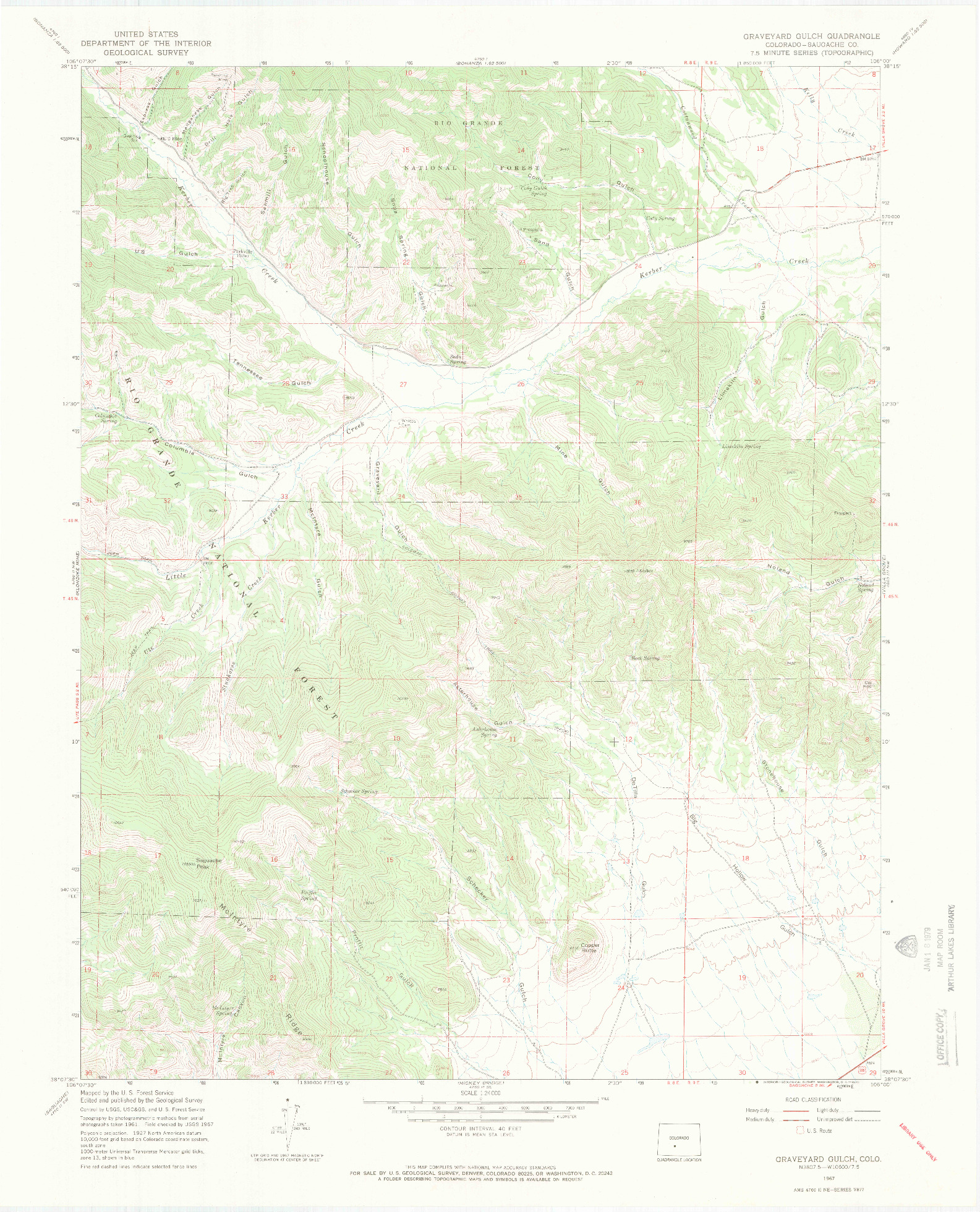 USGS 1:24000-SCALE QUADRANGLE FOR GRAVEYARD GULCH, CO 1967