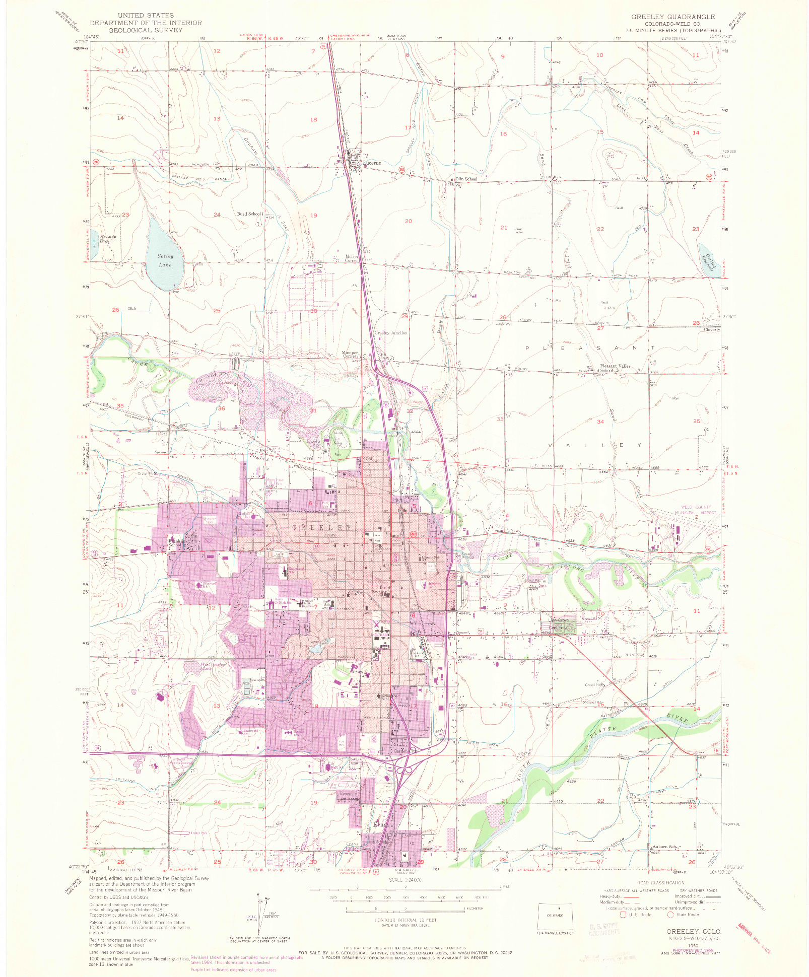 USGS 1:24000-SCALE QUADRANGLE FOR GREELEY, CO 1950